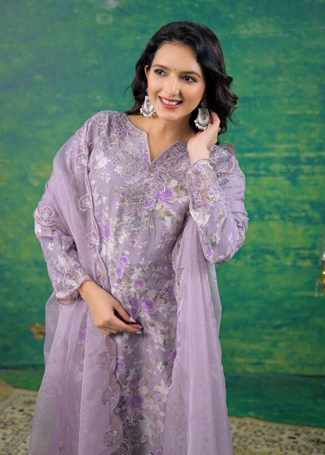 Mayuri Lily Printed Work Suit Set - Image 2