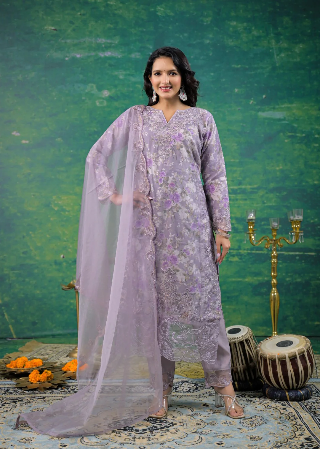 Mayuri Lily Printed Work Suit Set - Image 4