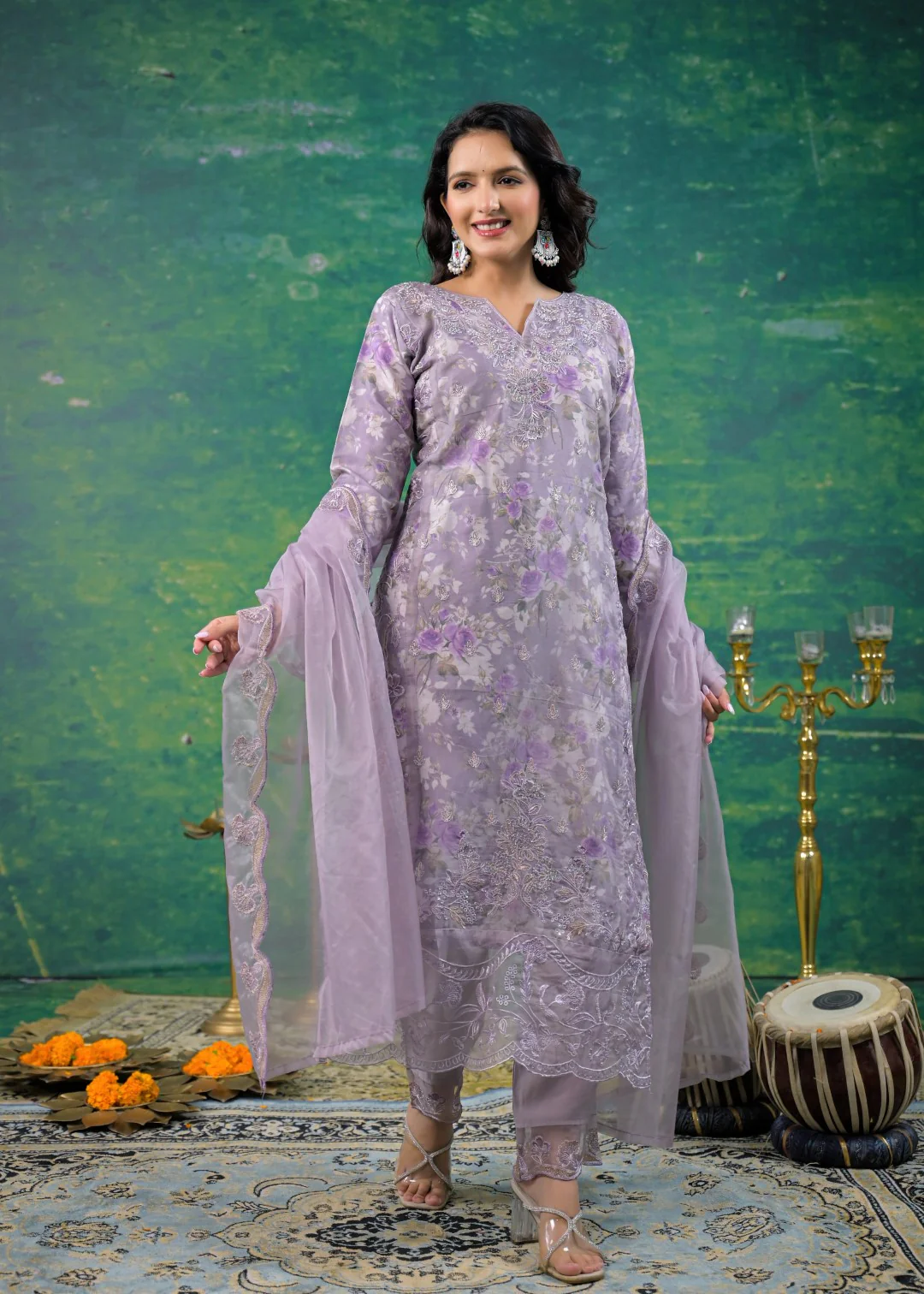 Mayuri Lily Printed Work Suit Set - Image 5