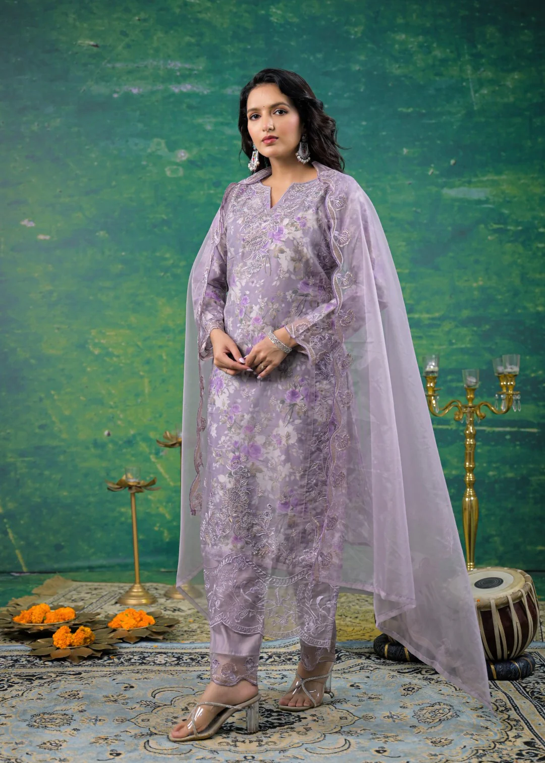 Mayuri Lily Printed Work Suit Set - Image 6