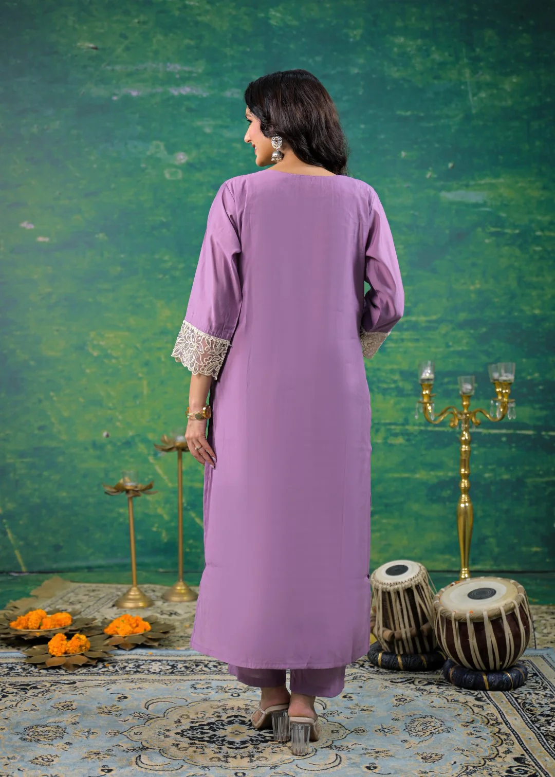 Morni Lavender Embroidered Suit Set - Image 3