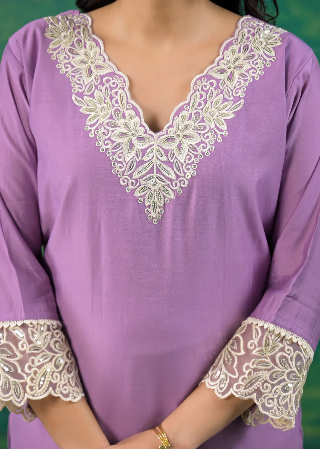 Morni Lavender Embroidered Suit Set - Image 7