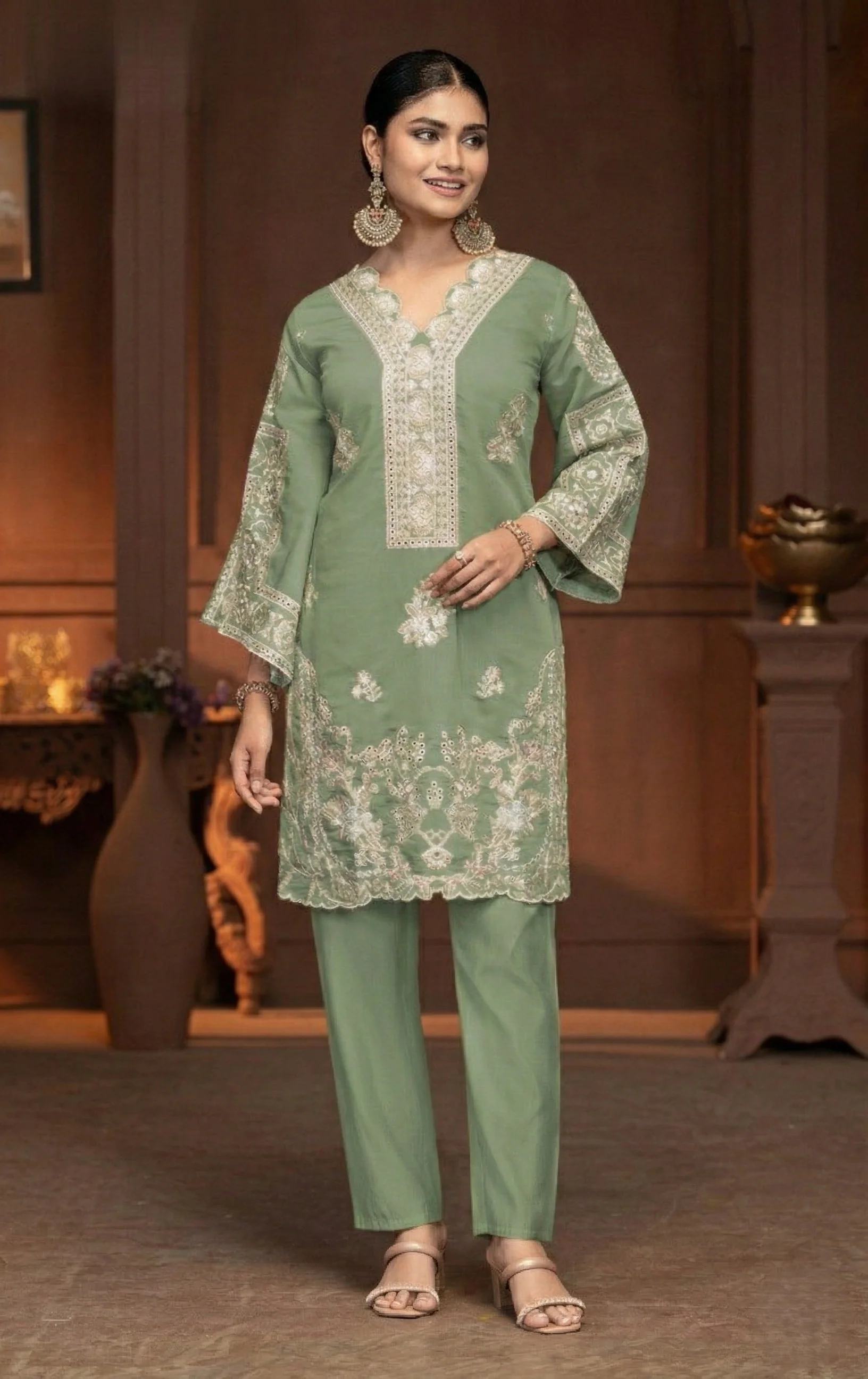 Mayuri moss embroidery co-ord set - Image 3