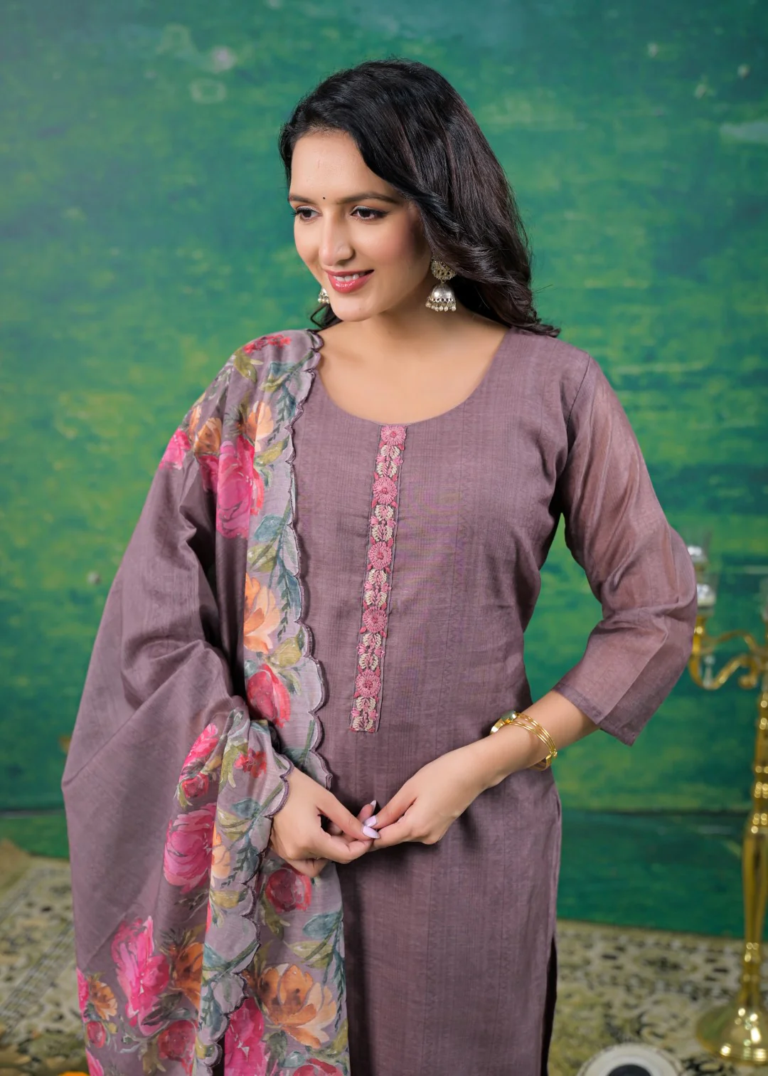 Vadehi Wenge Embroidered Suit Set - Image 2