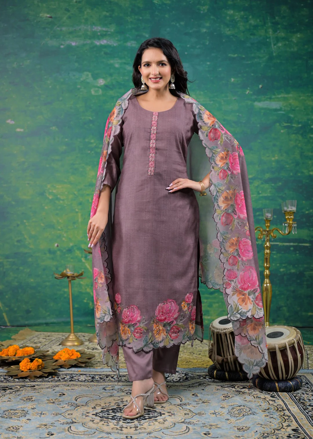 Vadehi Wenge Embroidered Suit Set - Image 5