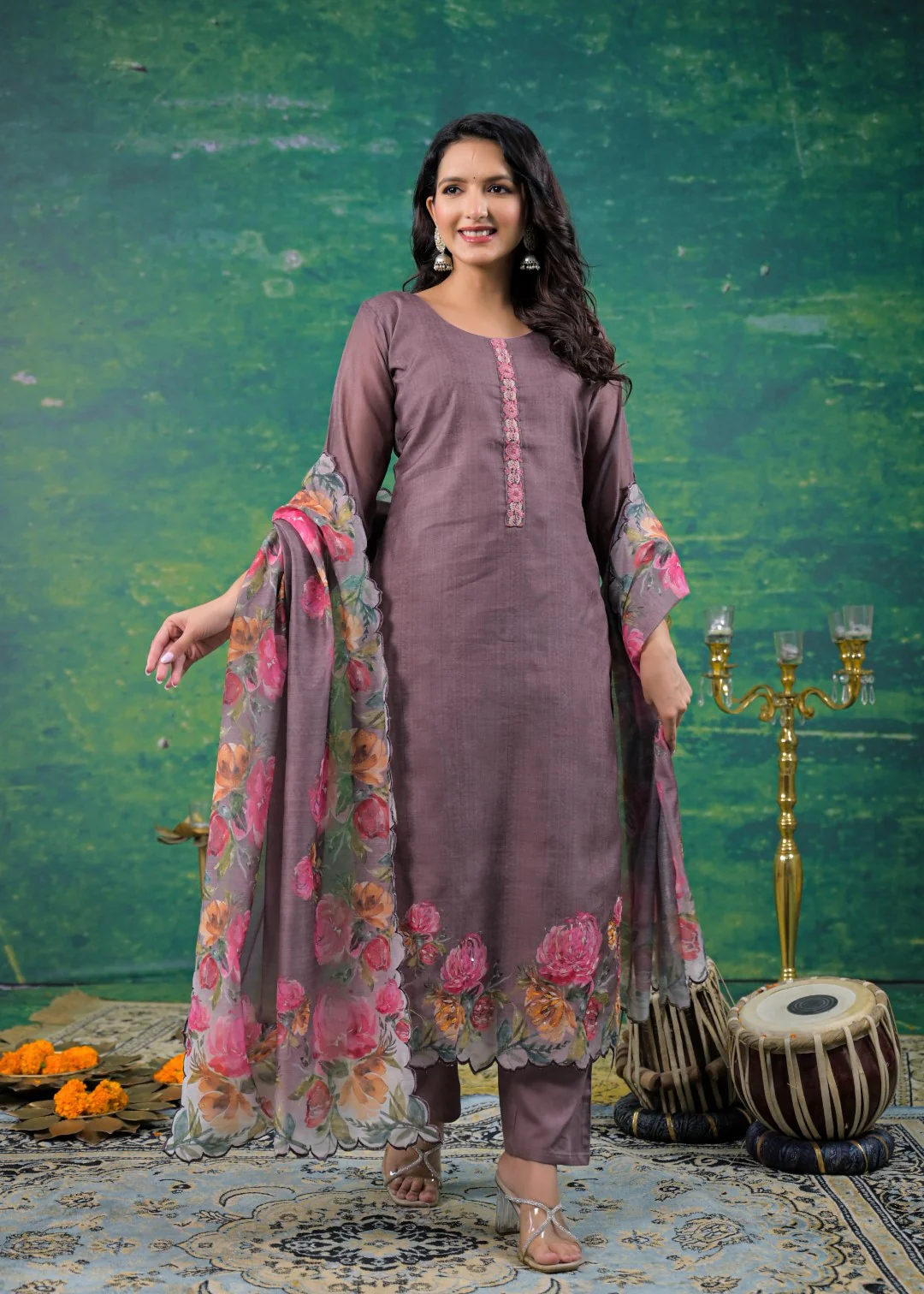 Vadehi Wenge Embroidered Suit Set - Image 6