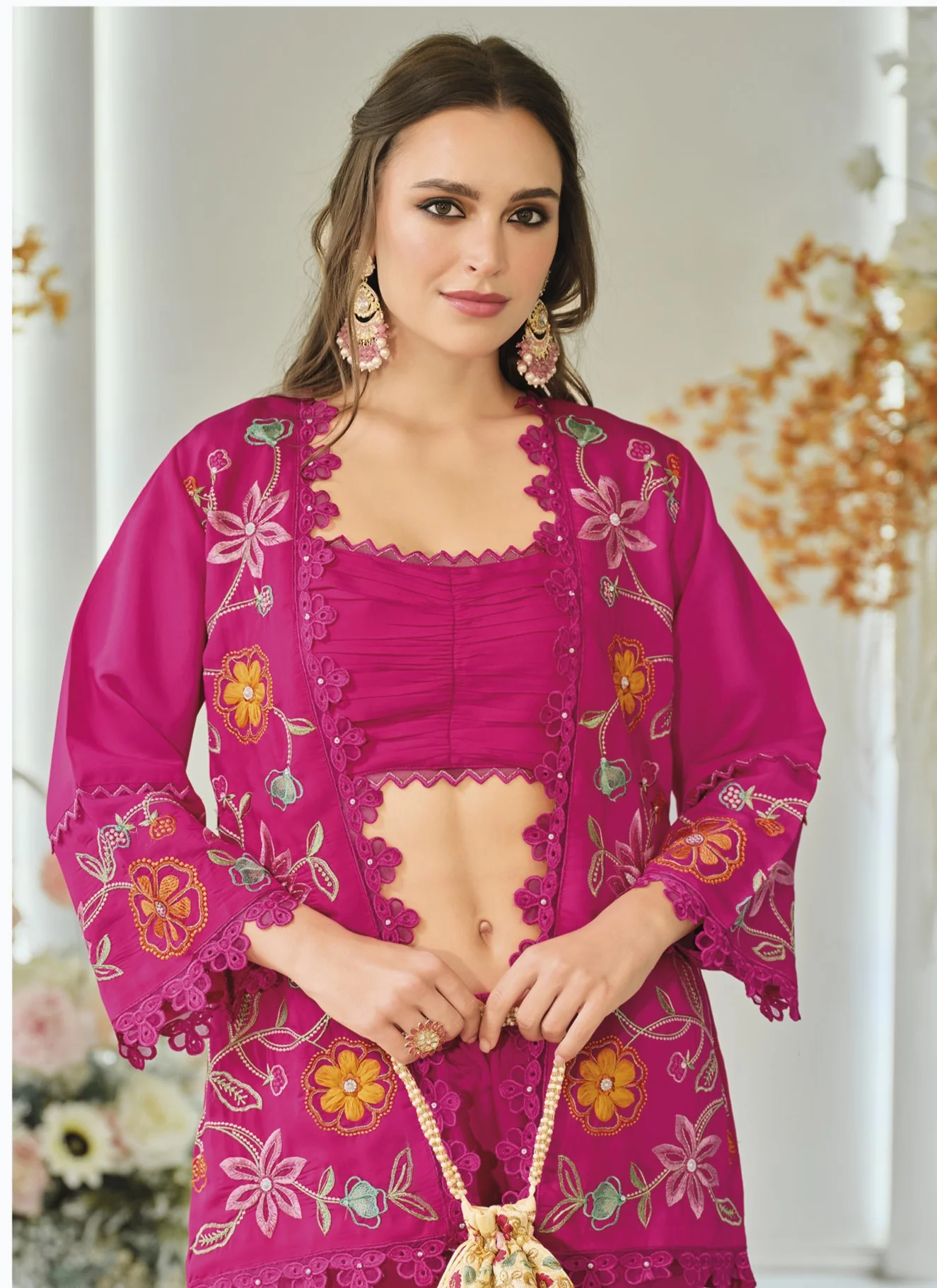 Aditri rose full work fusion wear co-ord set - Image 2