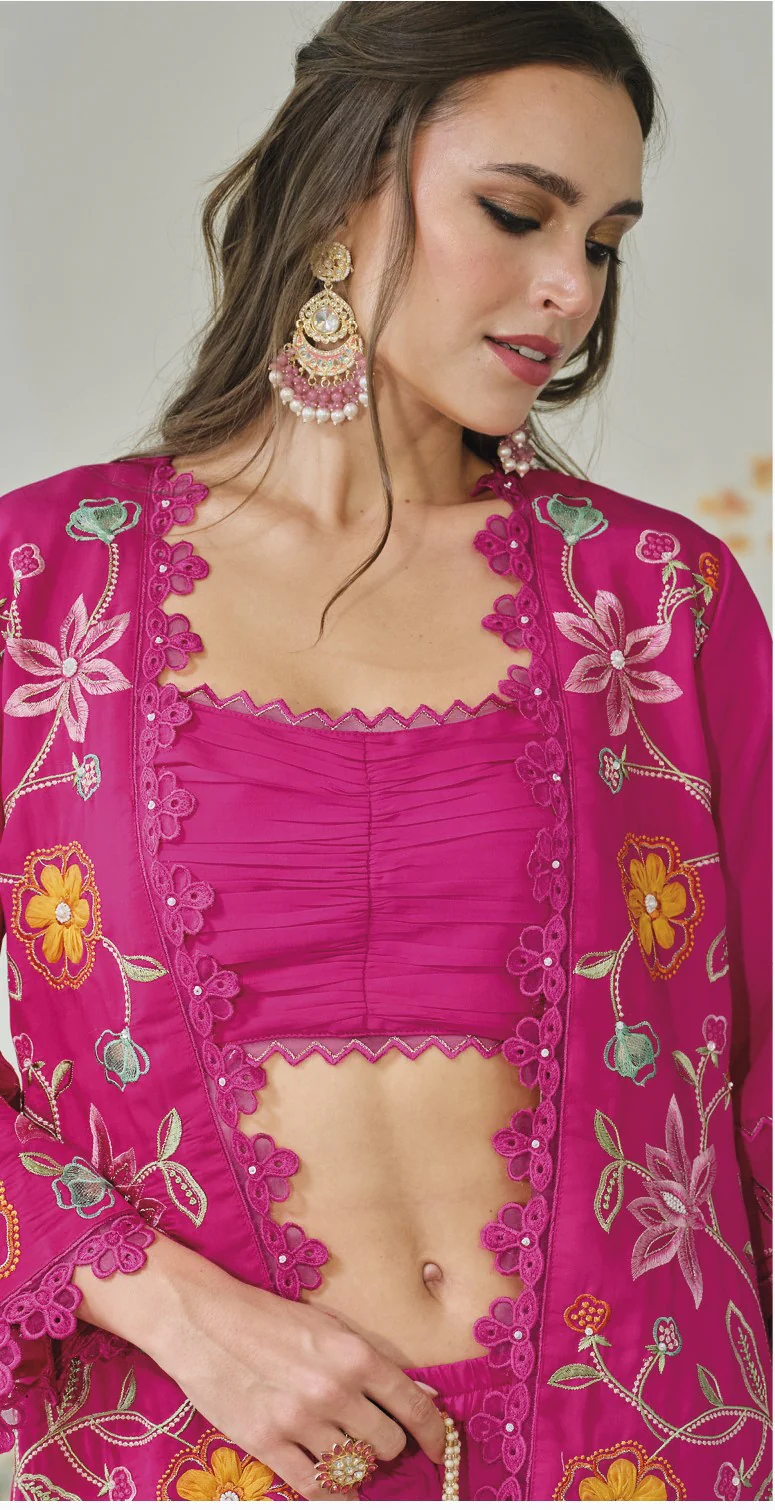 Aditri rose full work fusion wear co-ord set - Image 4