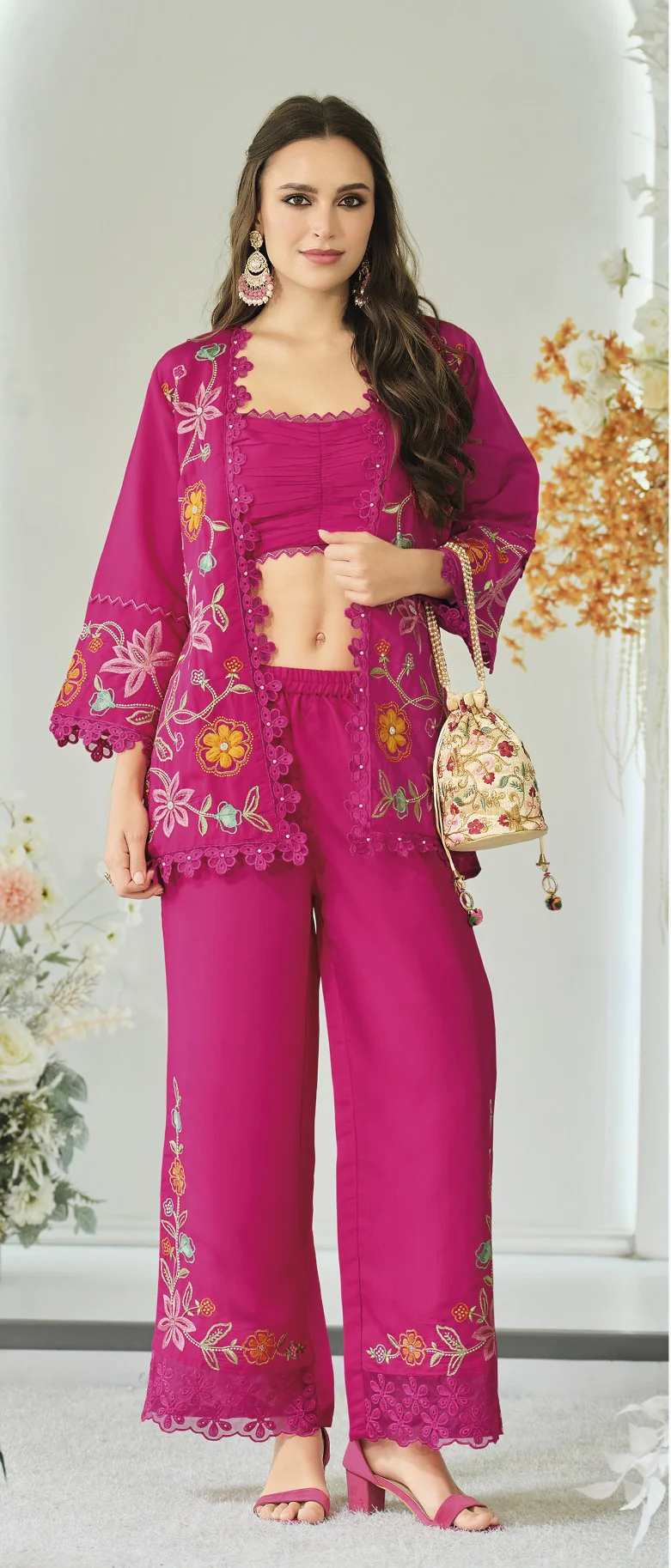 Aditri rose full work fusion wear co-ord set - Image 5