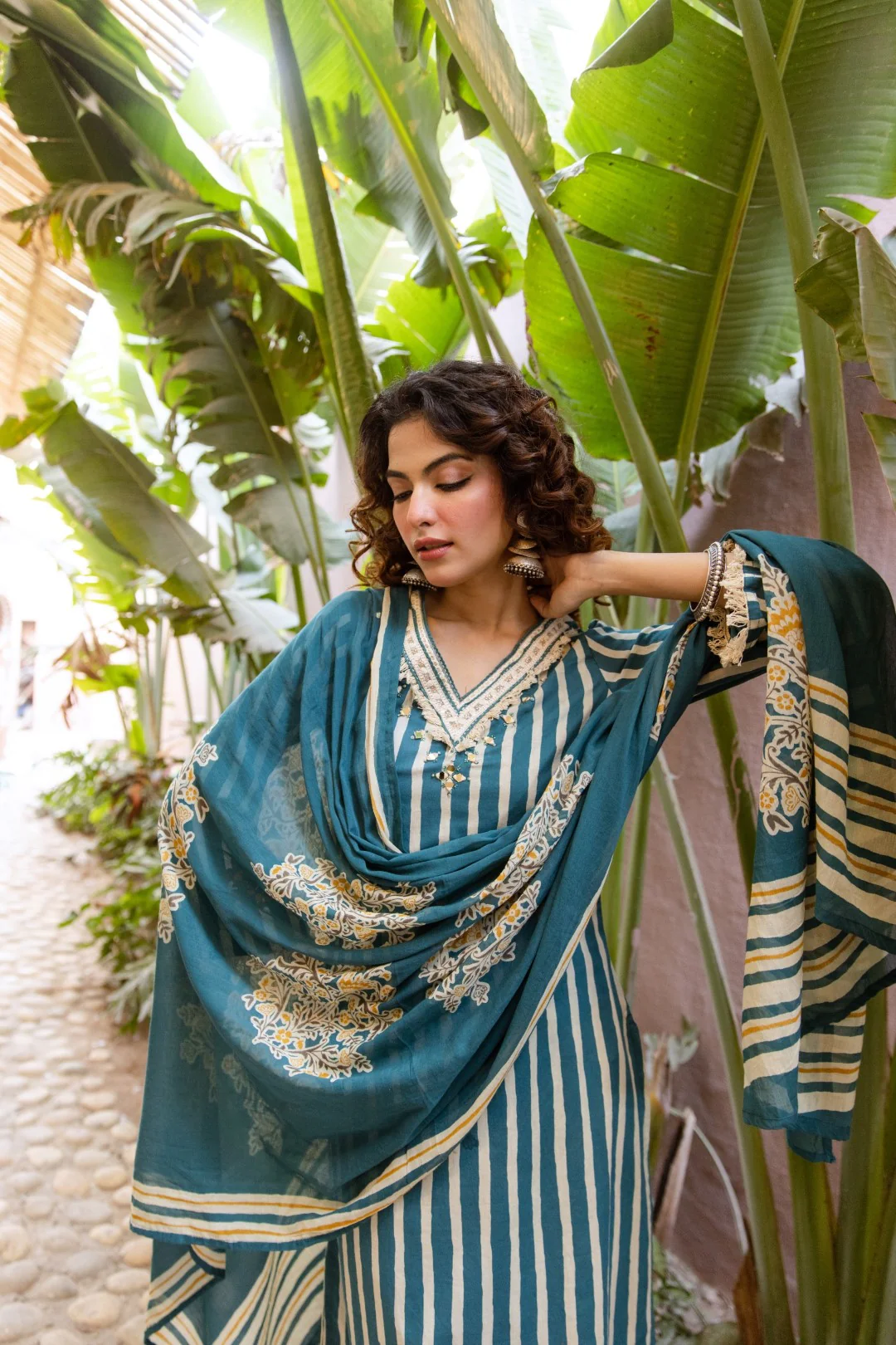 Kamli Teal Cotton Suit Set - Image 9