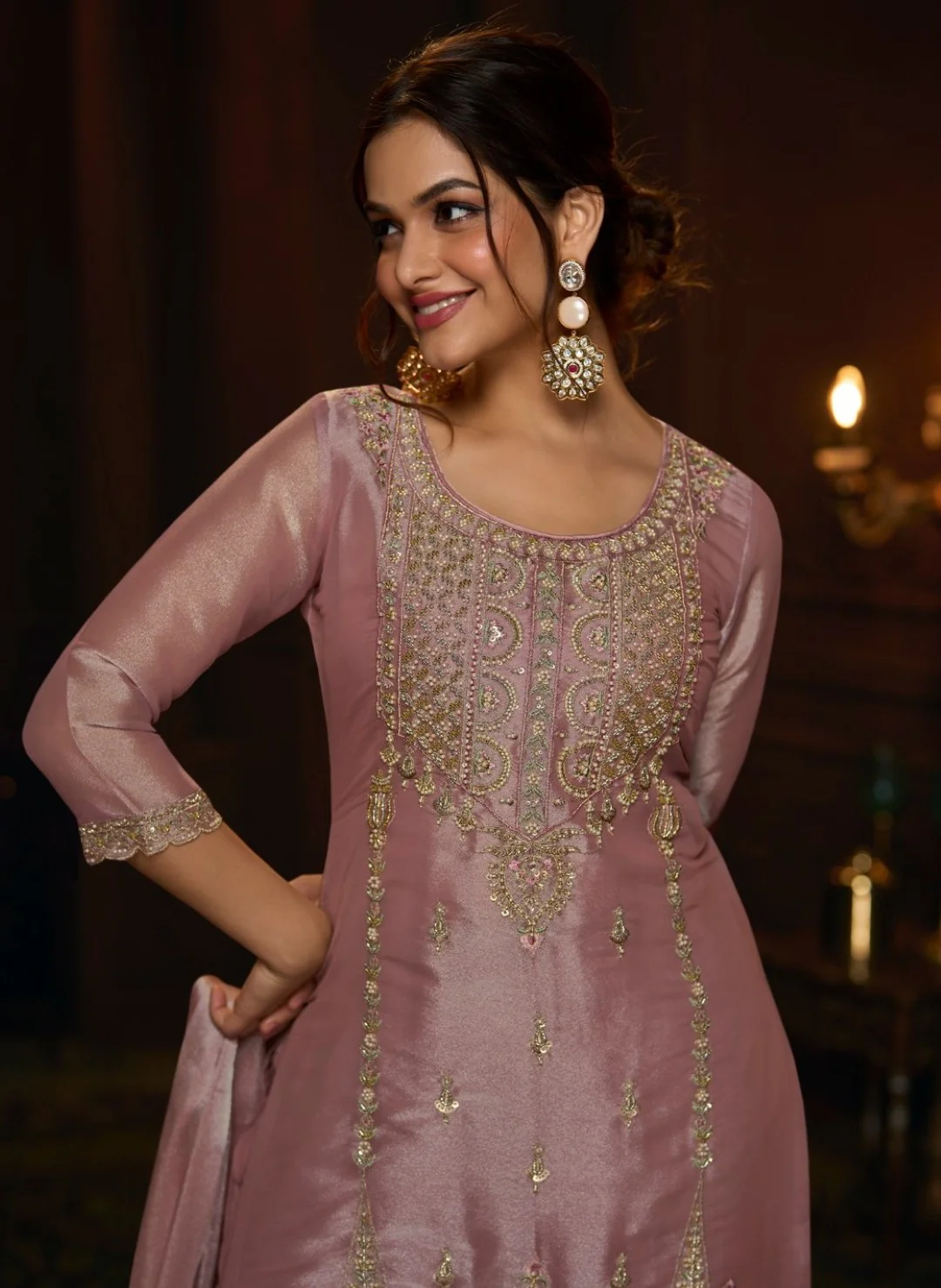 Haniya Blush Full Work Gharara Set - Image 2
