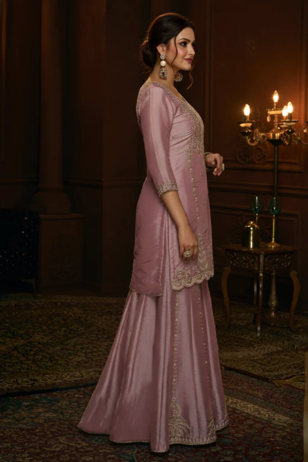 Haniya Blush Full Work Gharara Set - Image 5