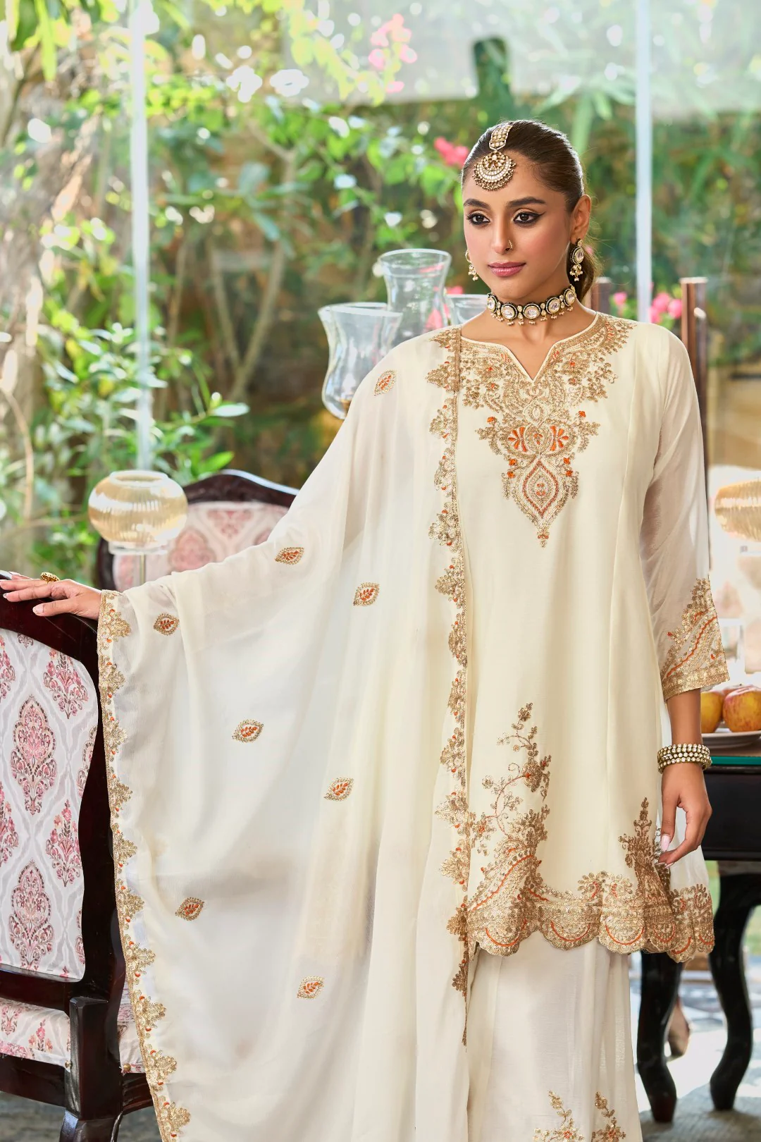 Roshandan pearl full work gharara set - Image 5