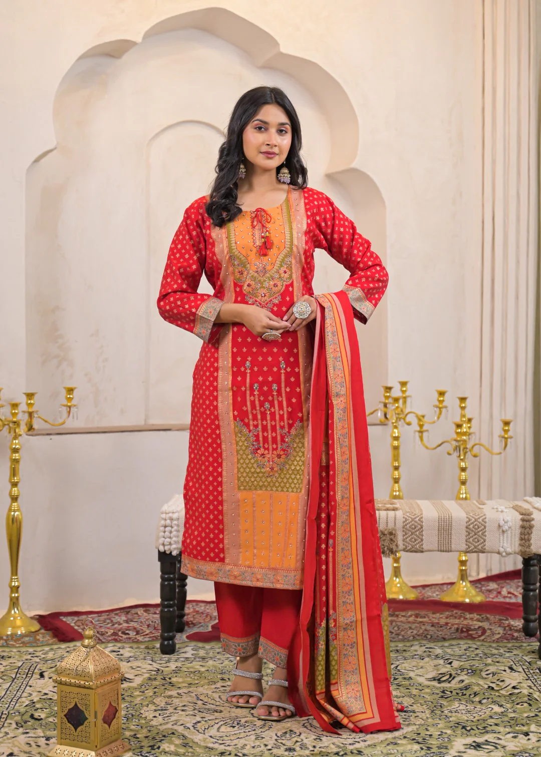 Shanti Crimson Work Suit Set - Image 3