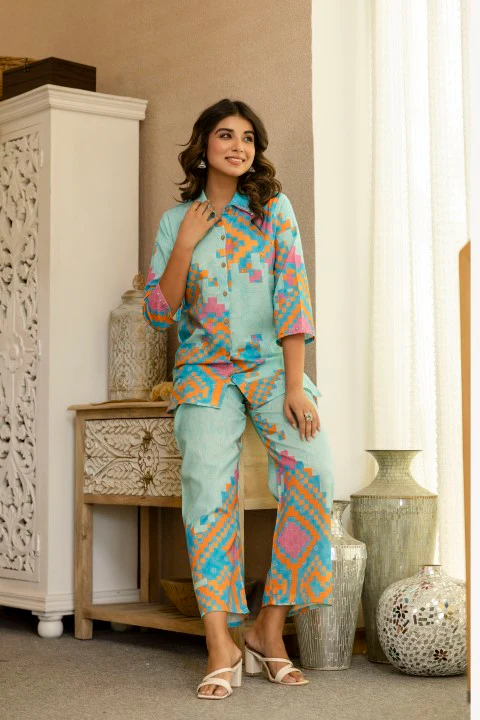 Pawan Peacock Printed Cotton Co-ord Set - Image 12