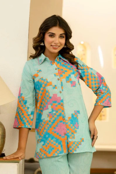 Pawan Peacock Printed Cotton Co-ord Set - Image 2