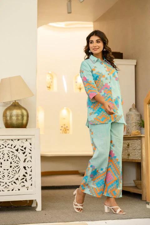 Pawan Peacock Printed Cotton Co-ord Set - Image 4