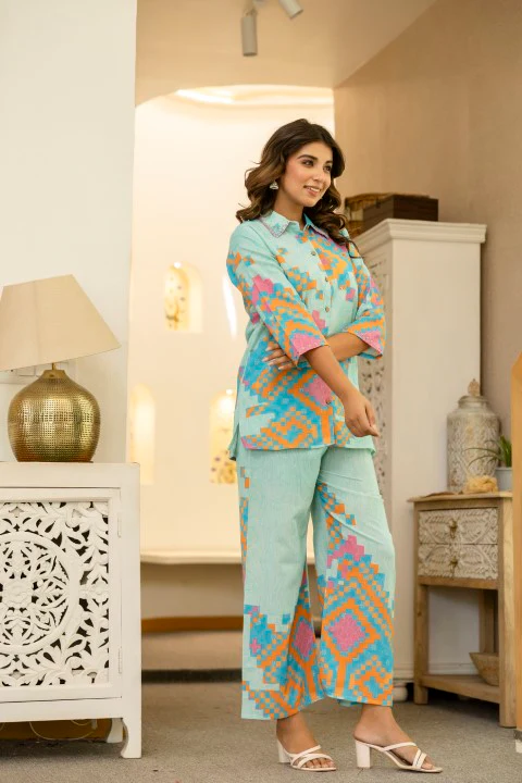 Pawan Peacock Printed Cotton Co-ord Set - Image 5