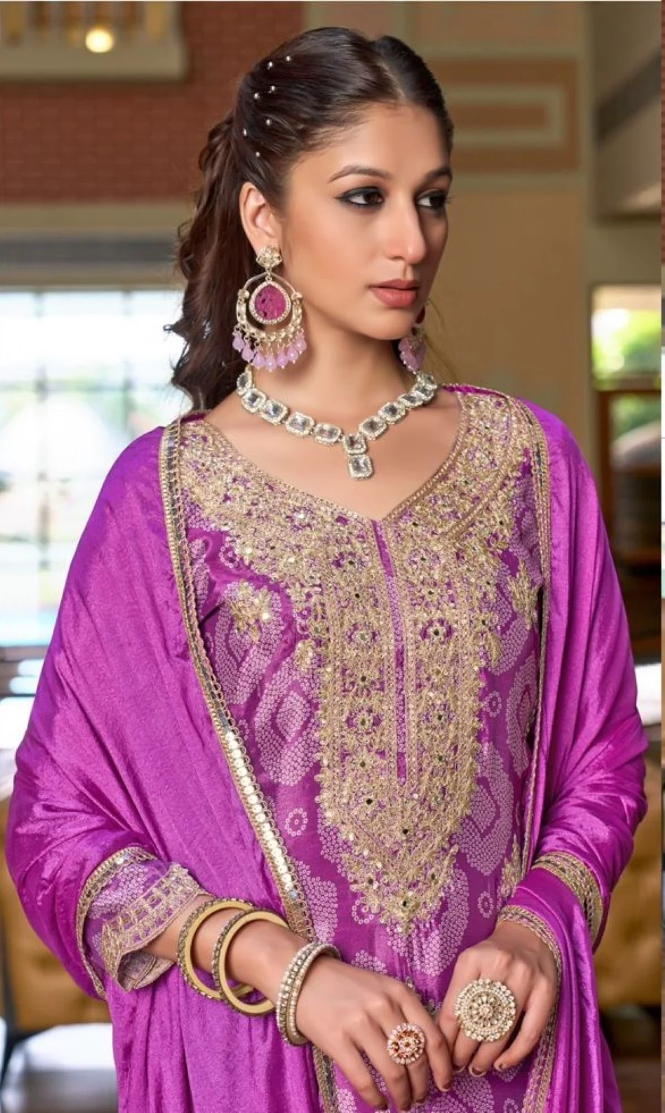 Pailan Orchid Full Work suit Set - Image 2
