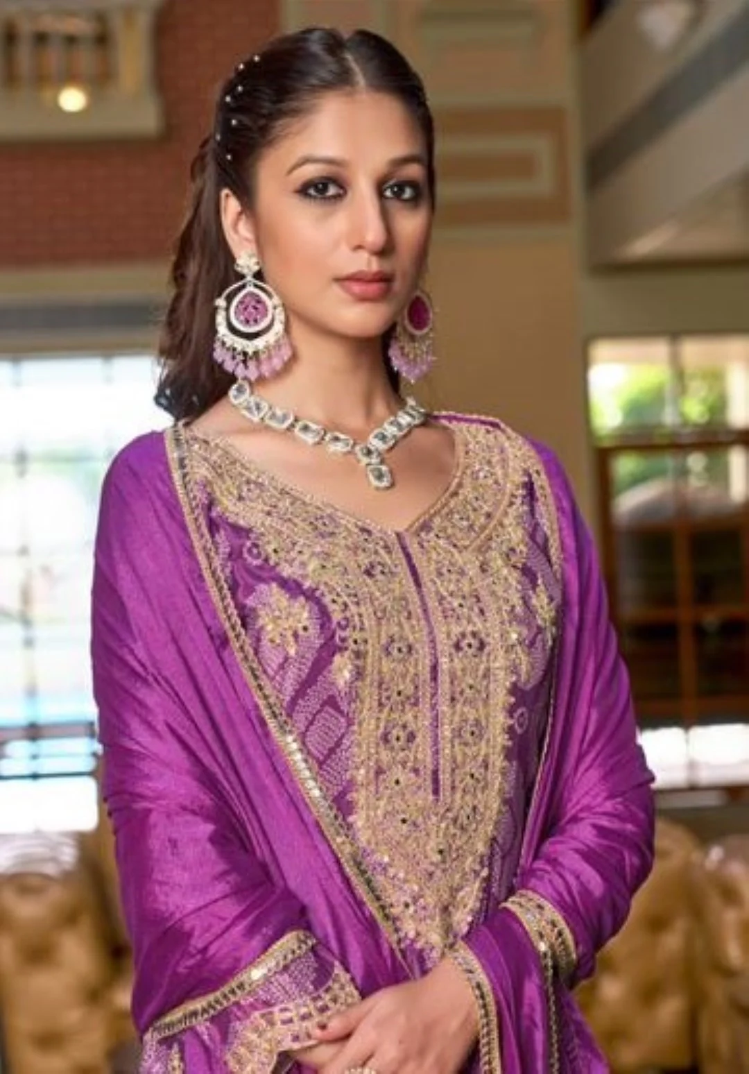 Pailan Orchid Full Work suit Set - Image 3