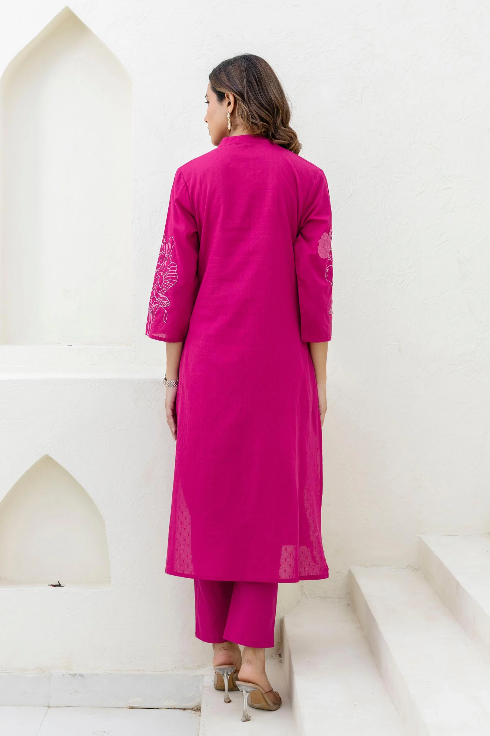 Mokabara Rosy embroidery cotton kurta pant set - Image 3
