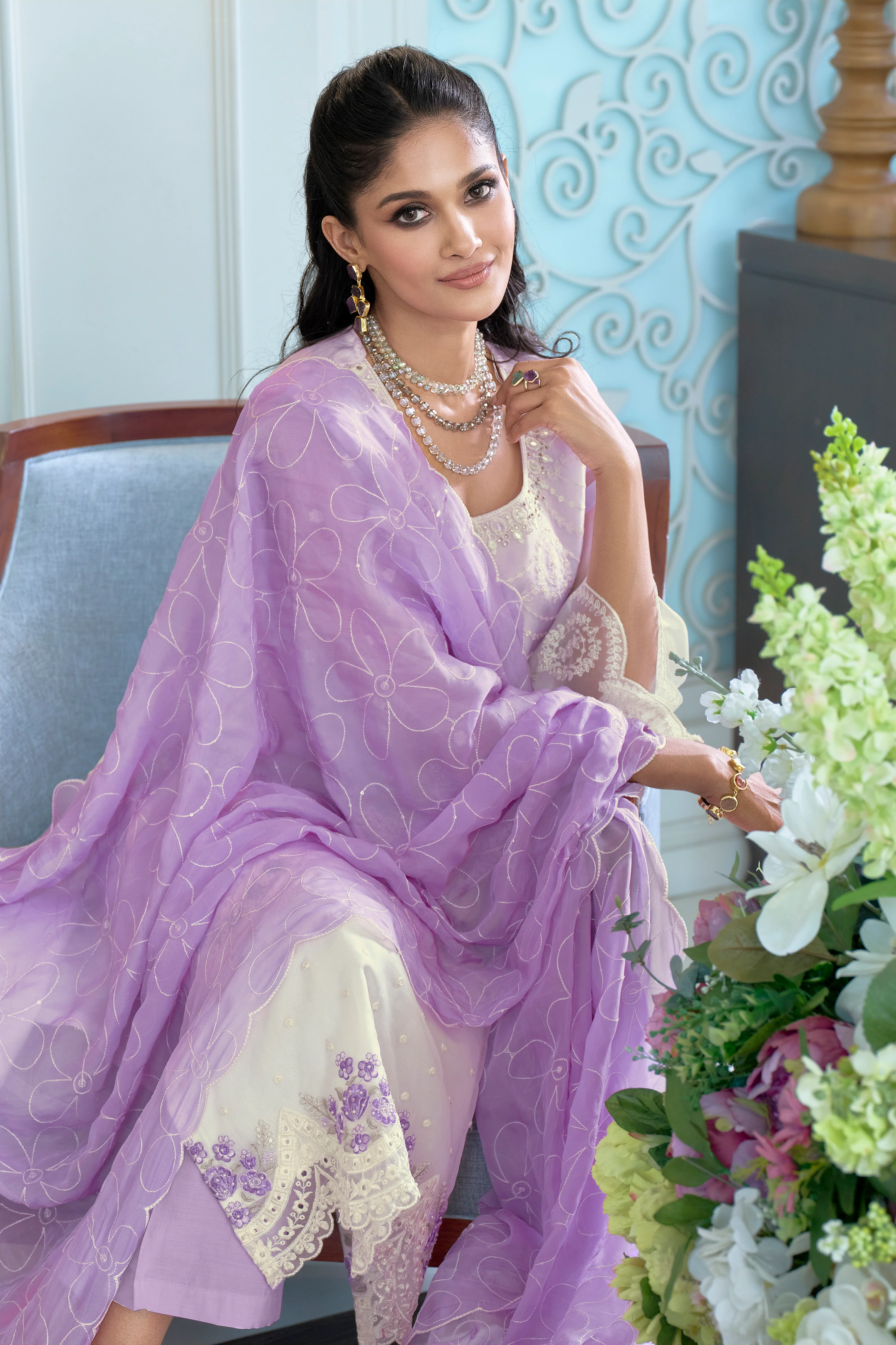 Kaynat Lavender Full Work Suit Set - Image 5