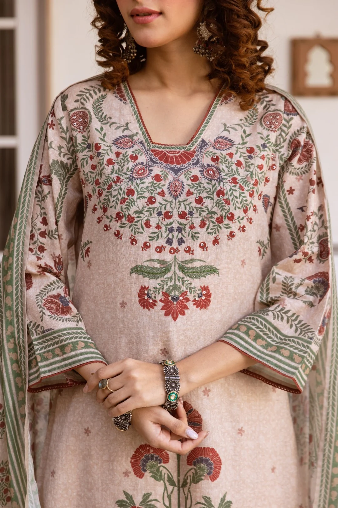 Karen oak cotton printed suit set - Image 6