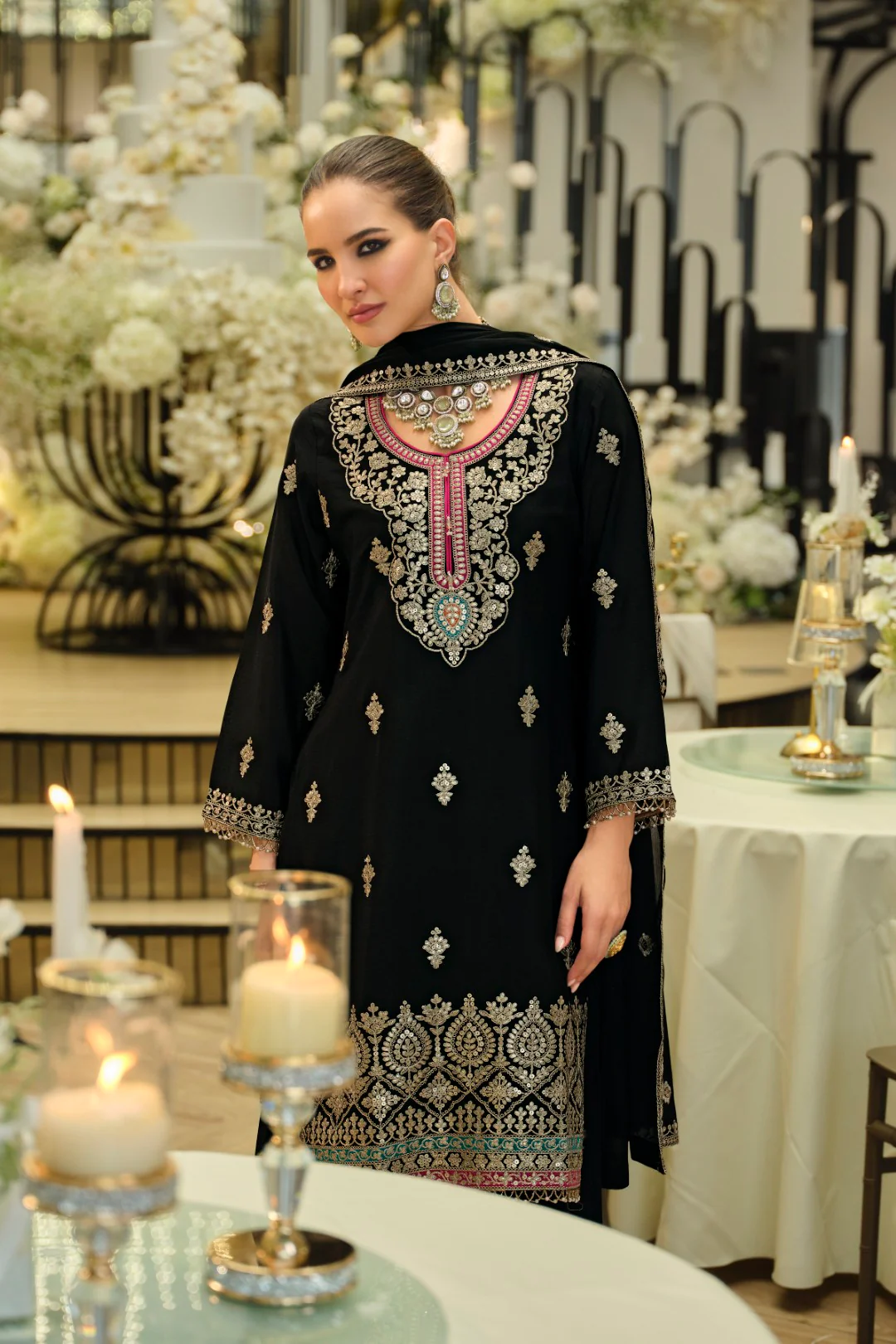 Areesa Jade Full Work Gharara Suit Set - Image 6