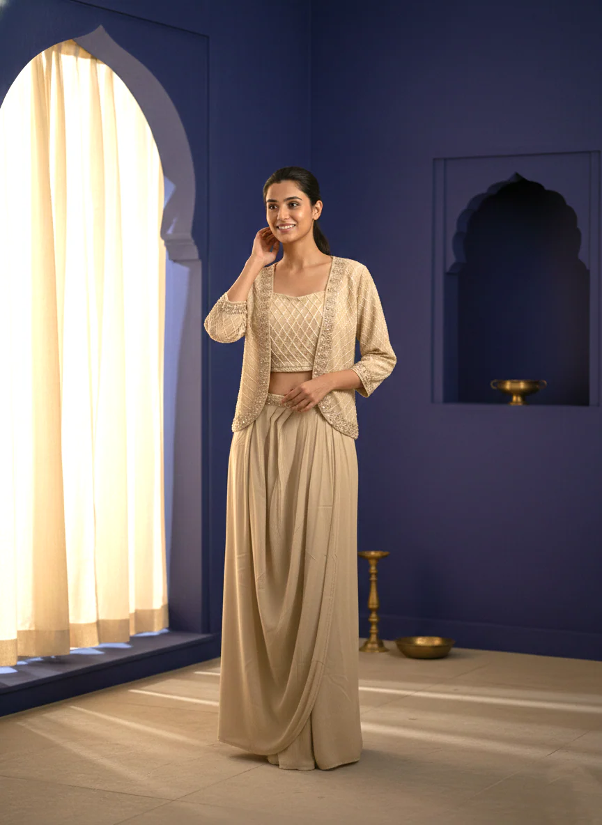 Rasā Pearl Handwork Luxury Fusion Wear Set - Image 4
