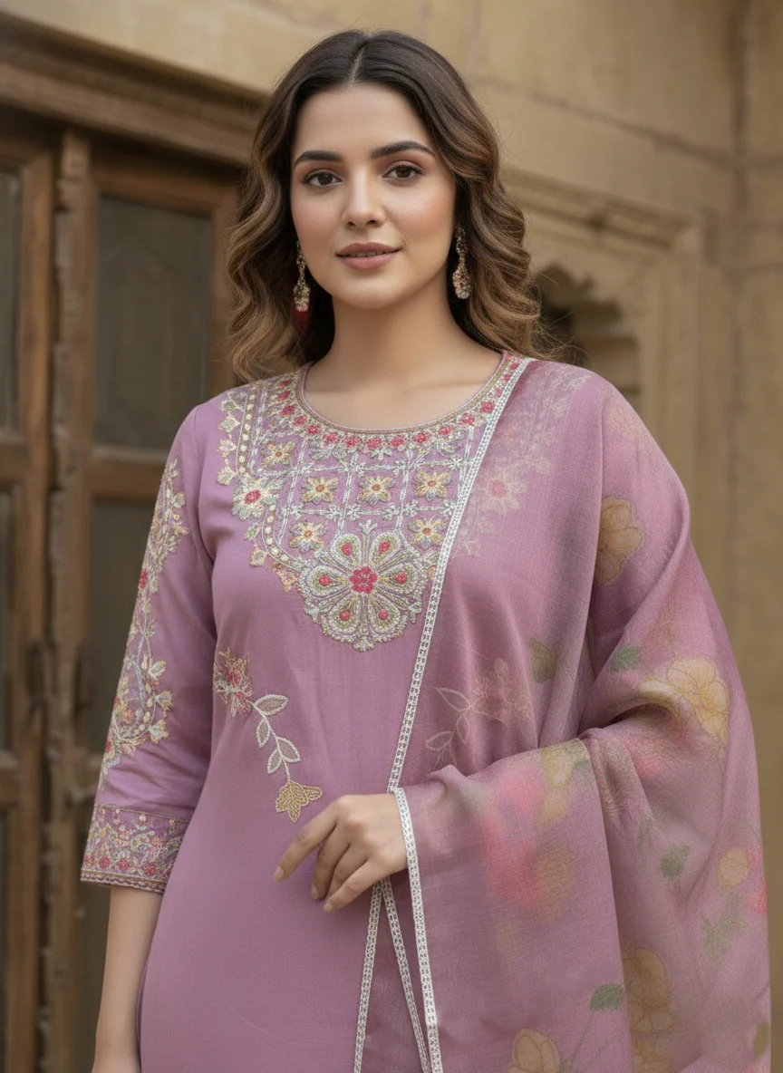 Yami Rose Embroidered Suit Set - Image 2