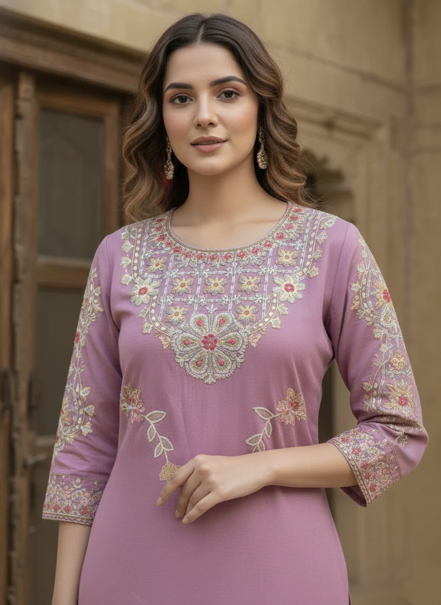 Yami Rose Embroidered Suit Set - Image 5