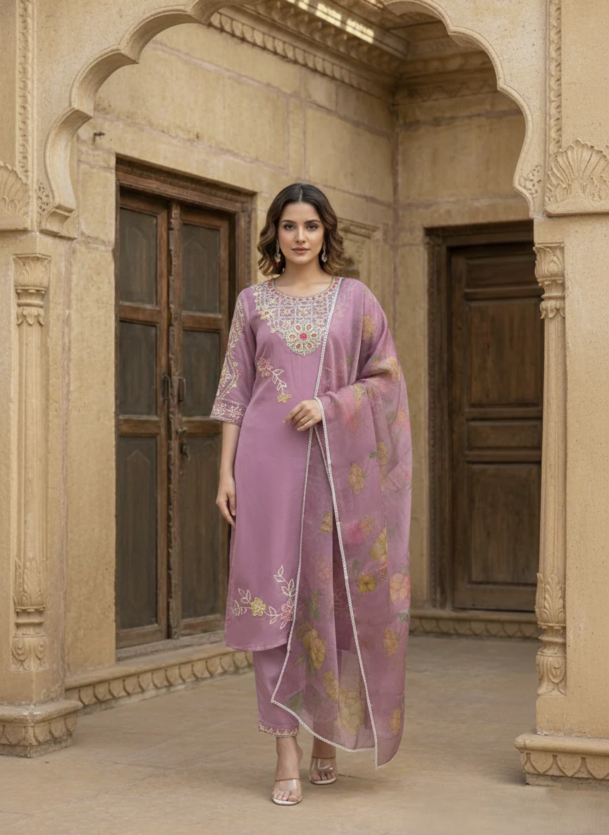 Yami Rose Embroidered Suit Set - Image 6