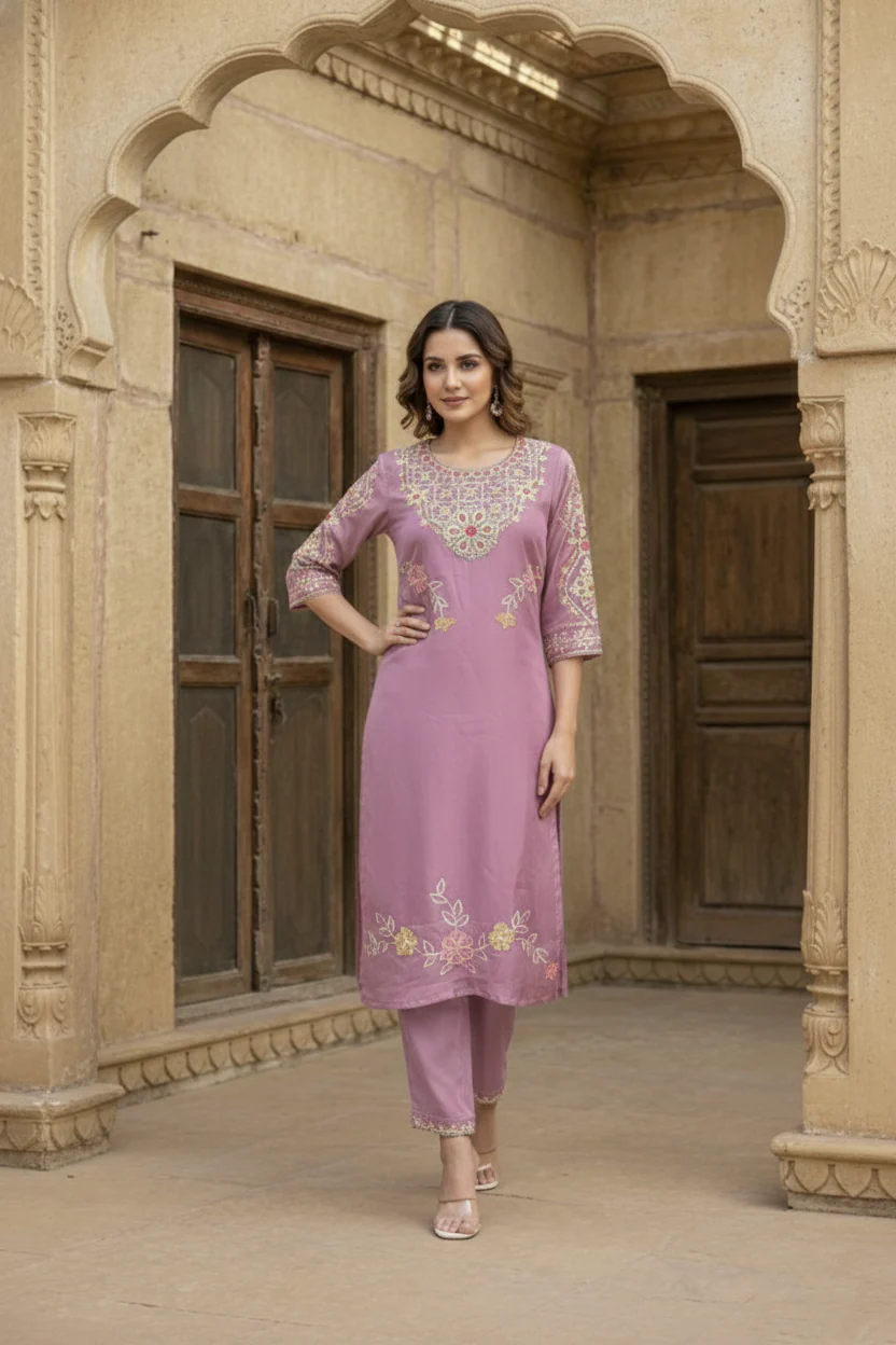 Yami Rose Embroidered Suit Set - Image 9
