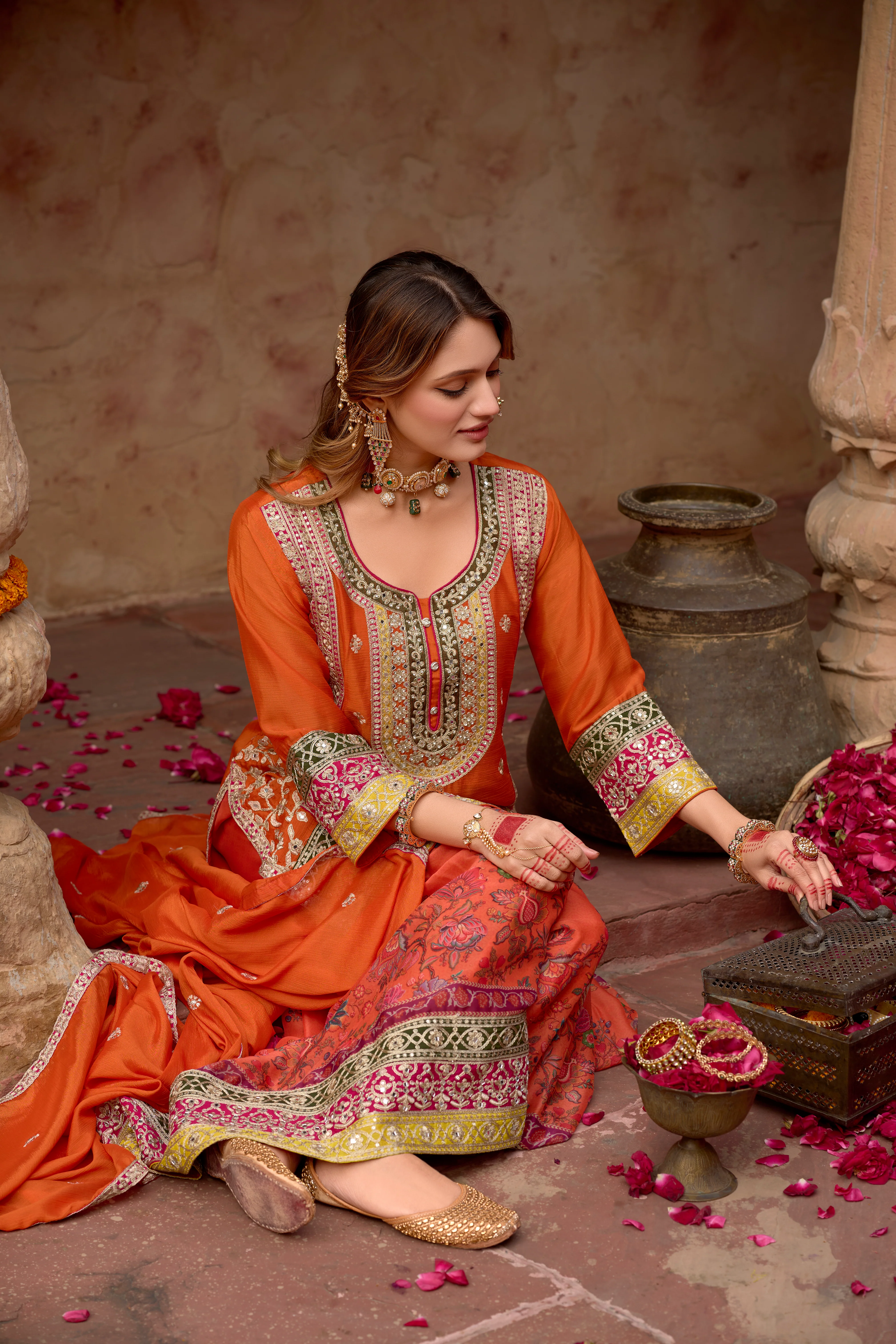 Sarang Kesari Full Work Heavy Work Premium Suit Set - Image 4