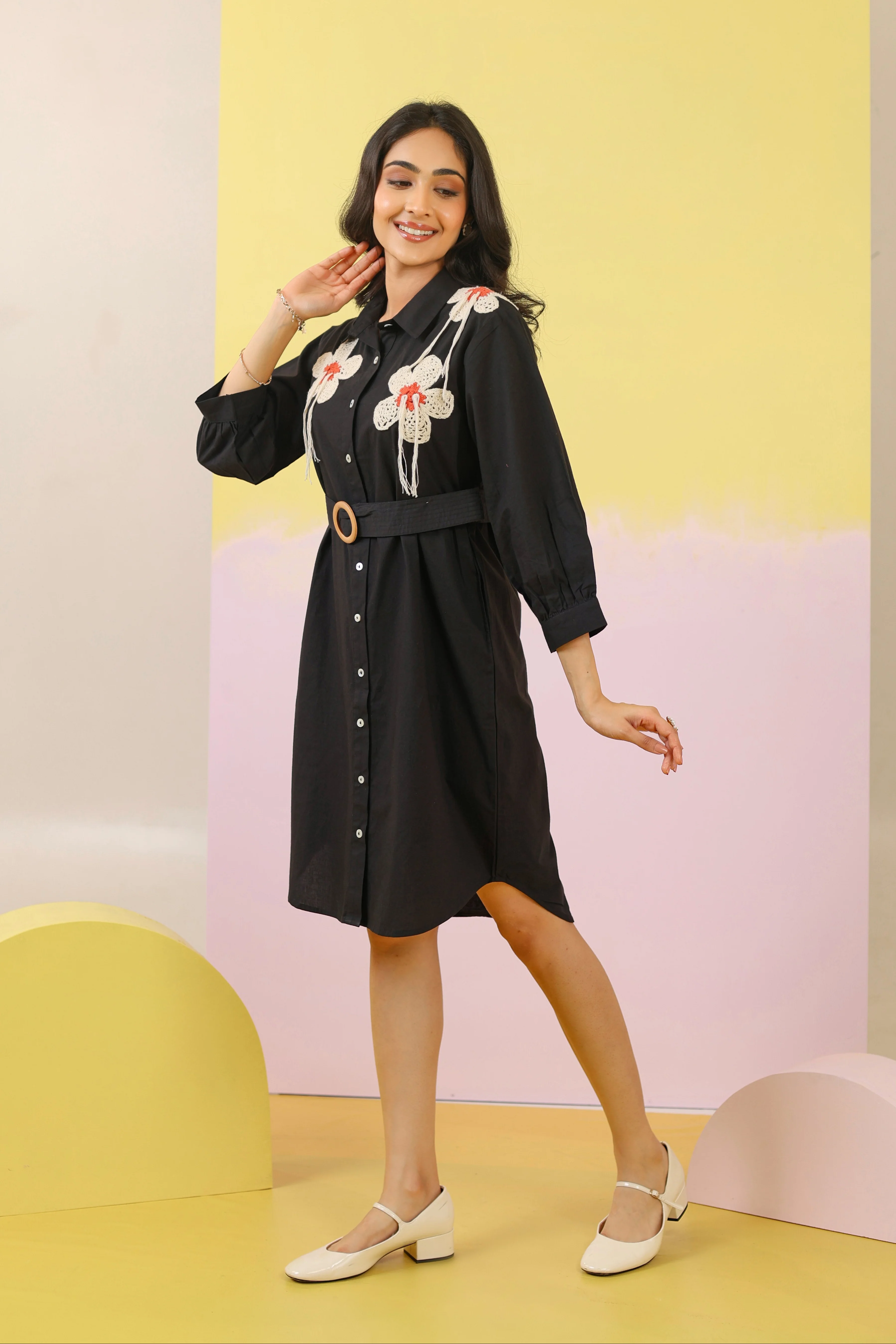 Purna Jade Crochet Cotton Dress - Image 4
