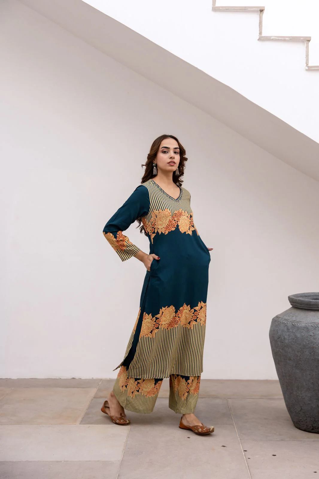Bakul Azure Printed Kurta Pant Set - Image 5