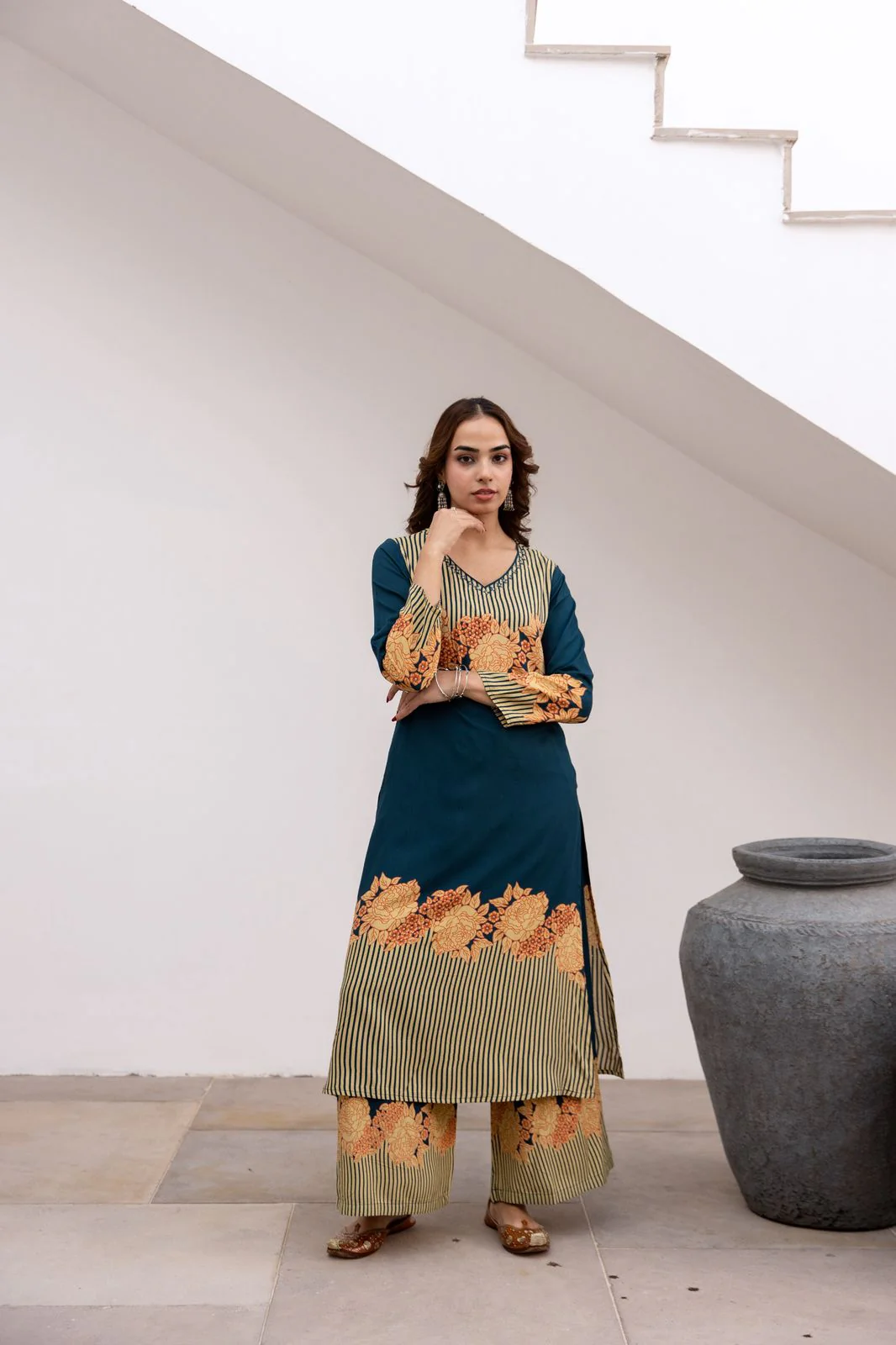Bakul Azure Printed Kurta Pant Set - Image 6