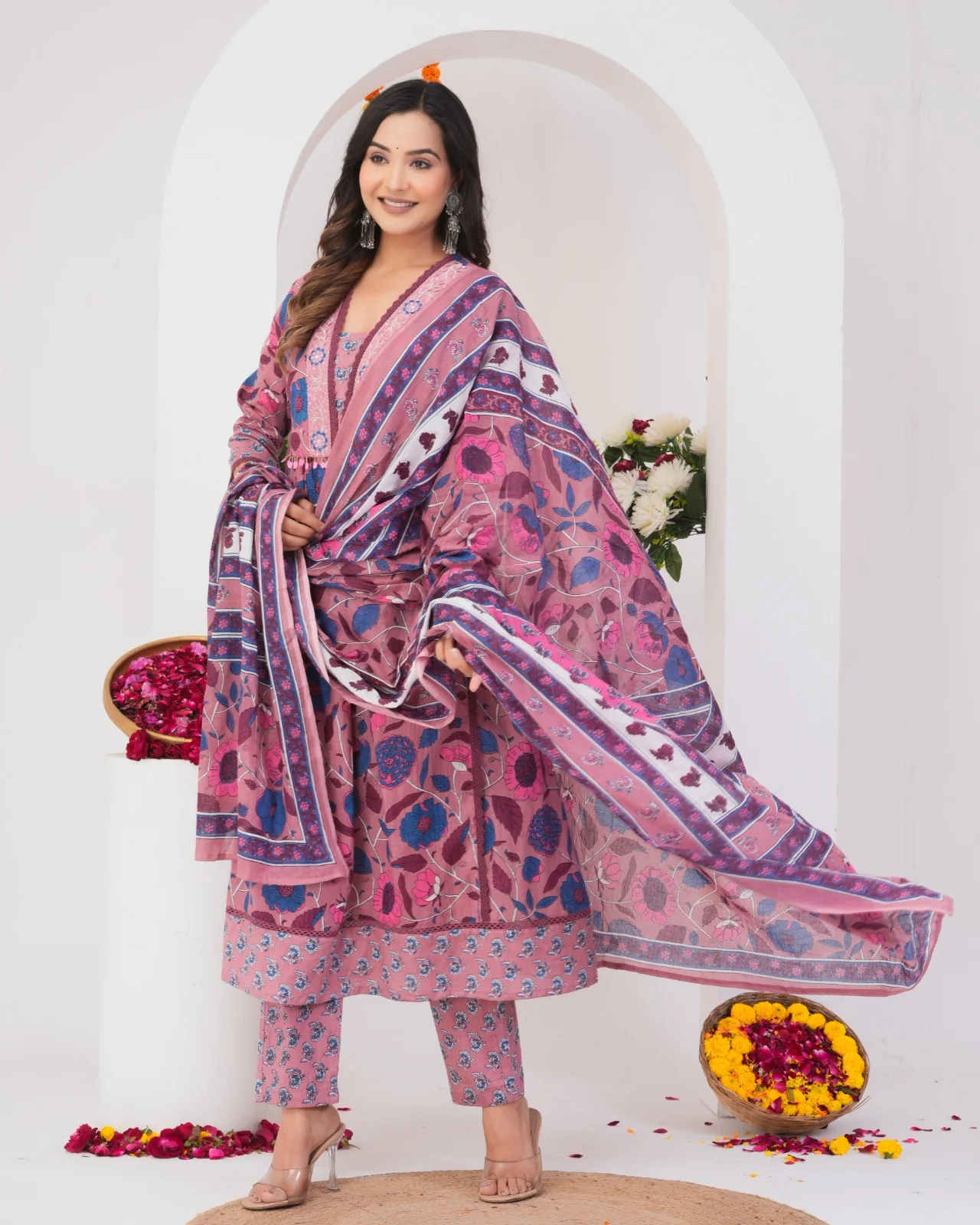 Tanvi Peaches Cotton Printed Suit Set - Image 10