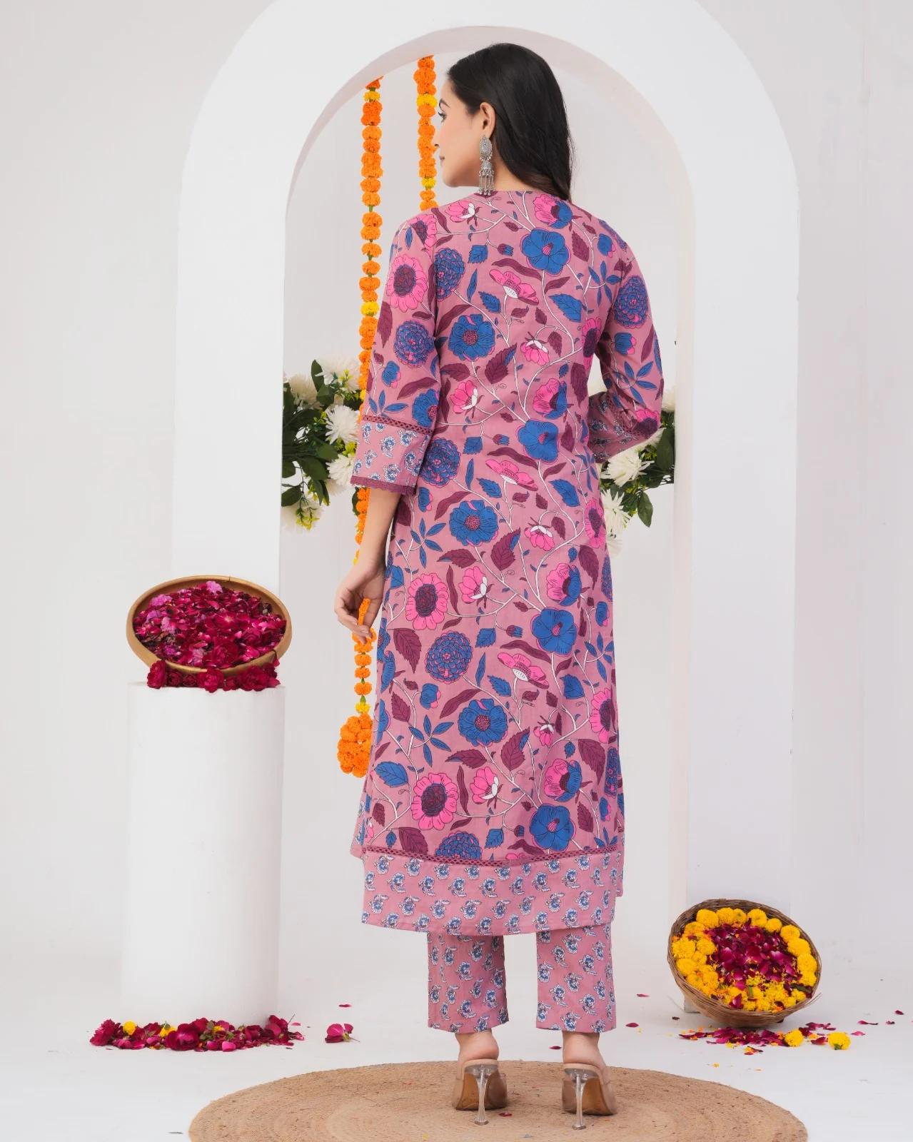 Tanvi Peaches Cotton Printed Suit Set - Image 3