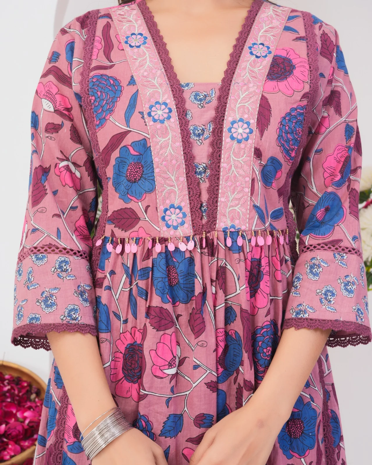 Tanvi Peaches Cotton Printed Suit Set - Image 6