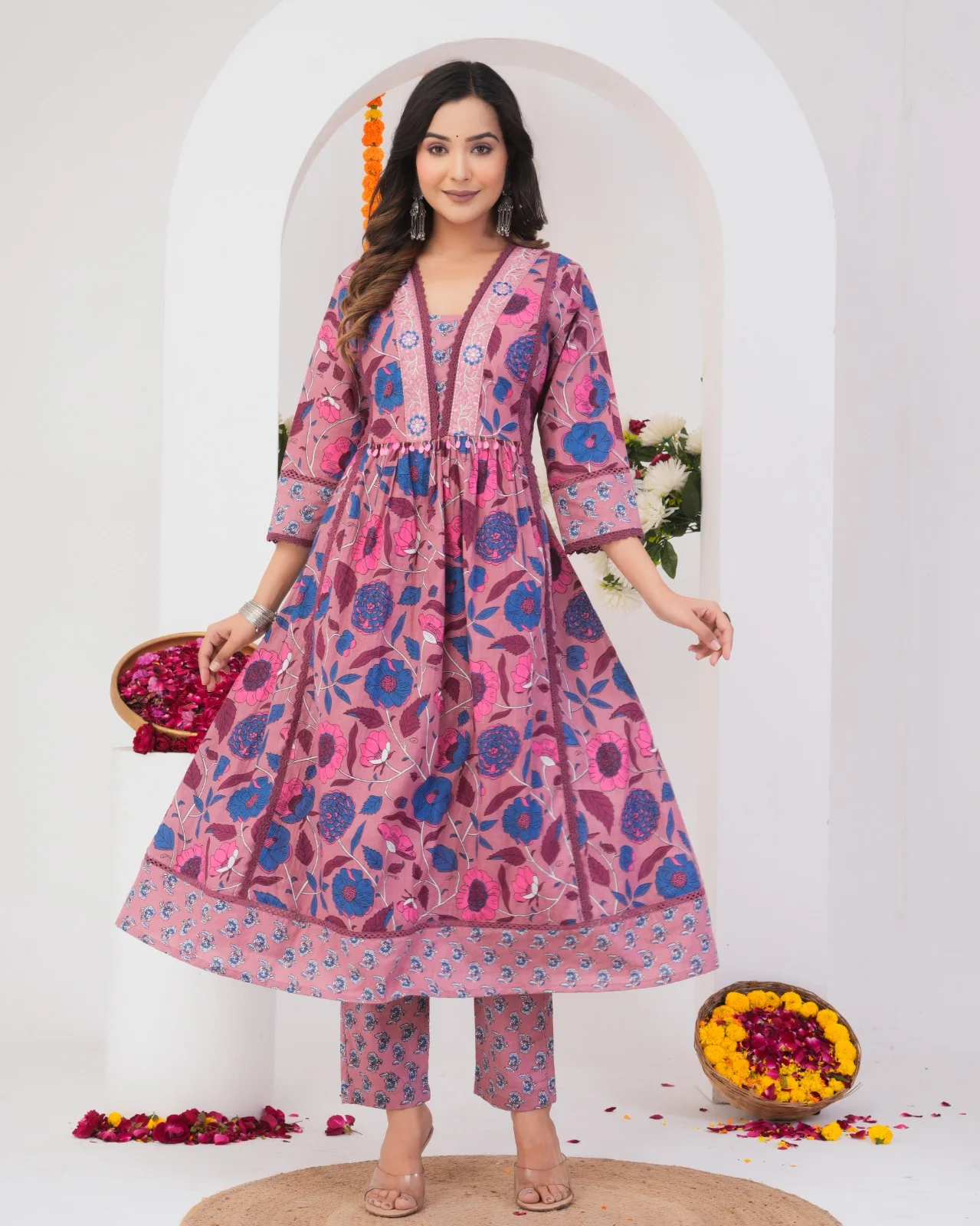 Tanvi Peaches Cotton Printed Suit Set - Image 8