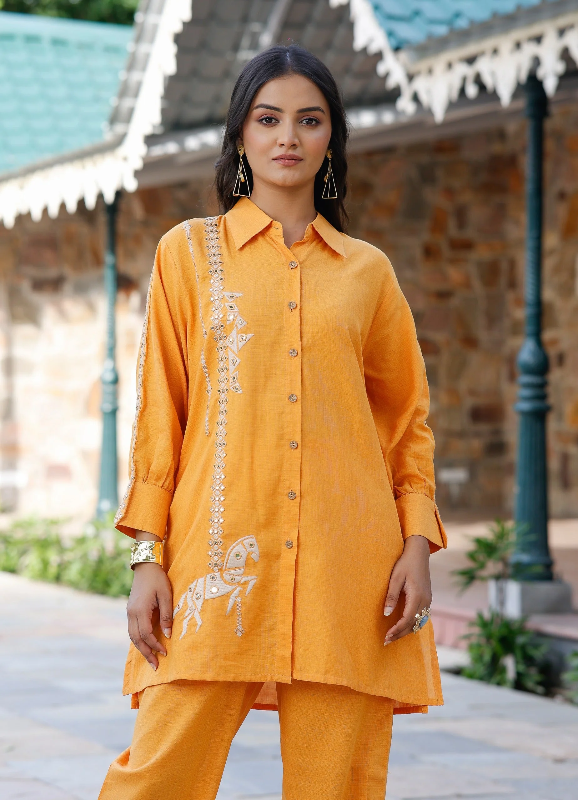 Tridhara Tangerine Cotton Co-ord Set - Image 2