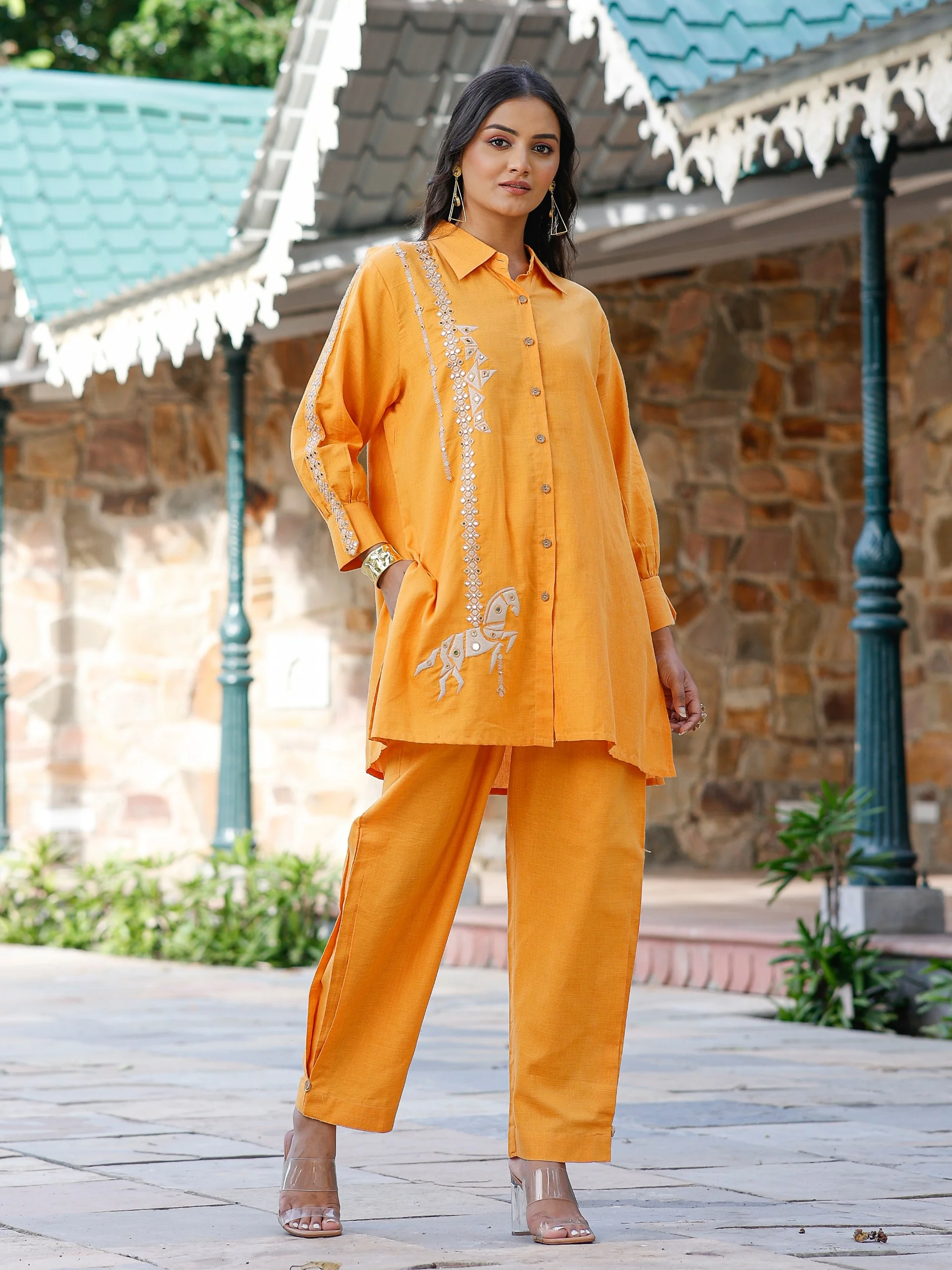 Tridhara Tangerine Cotton Co-ord Set - Image 4