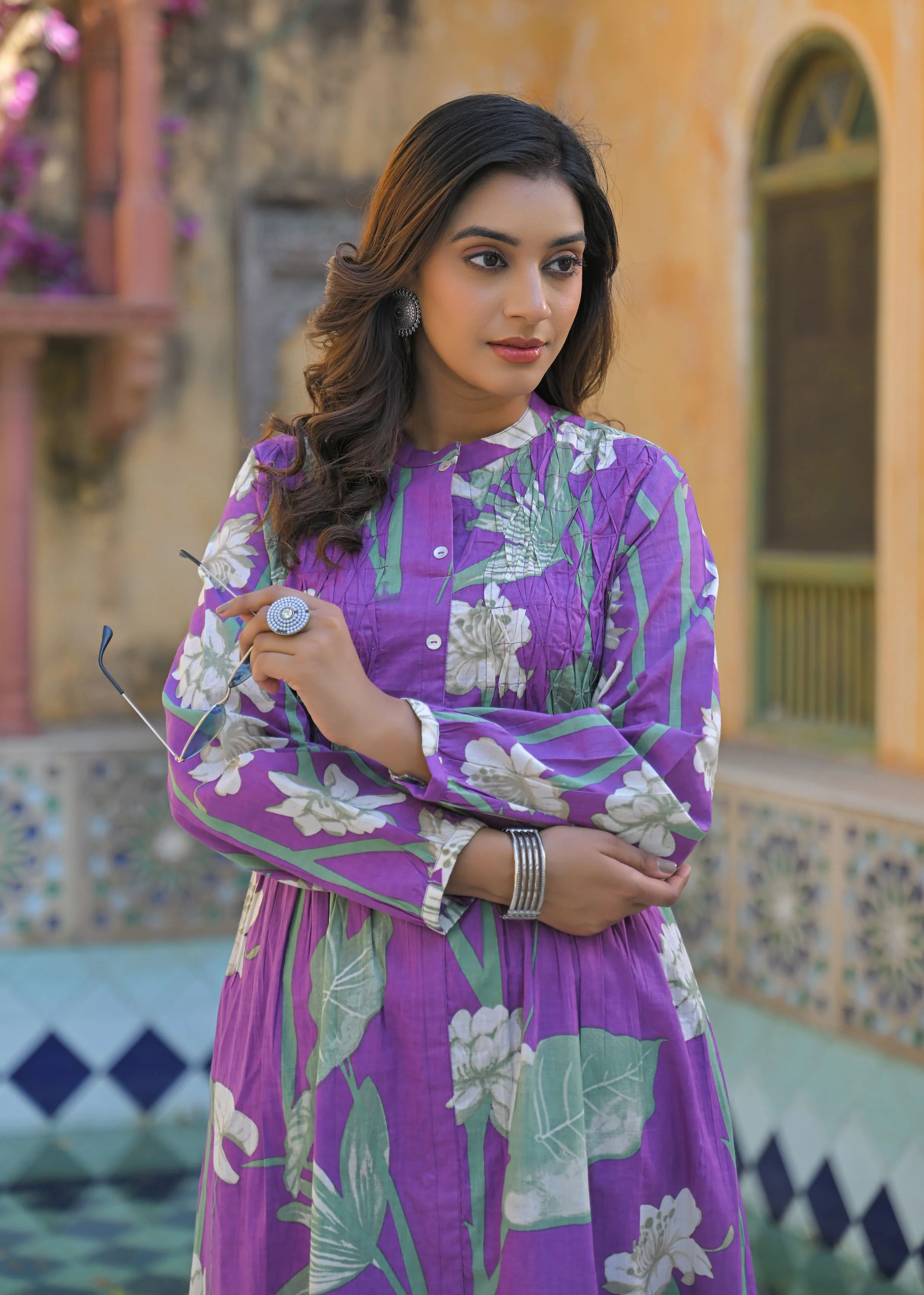 Yutika Orchid Cotton Kurta Pant Set - Image 2