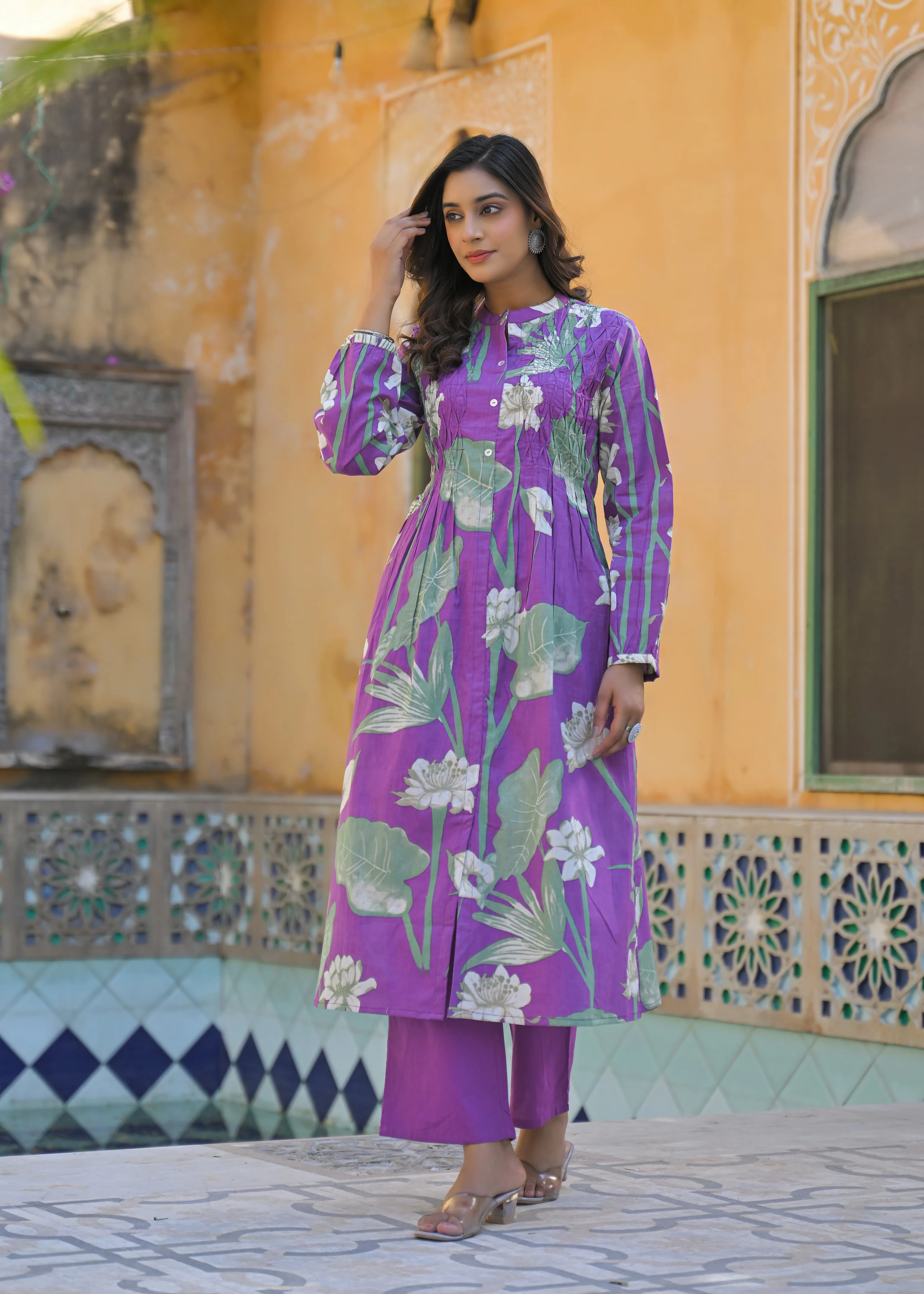 Yutika Orchid Cotton Kurta Pant Set - Image 3