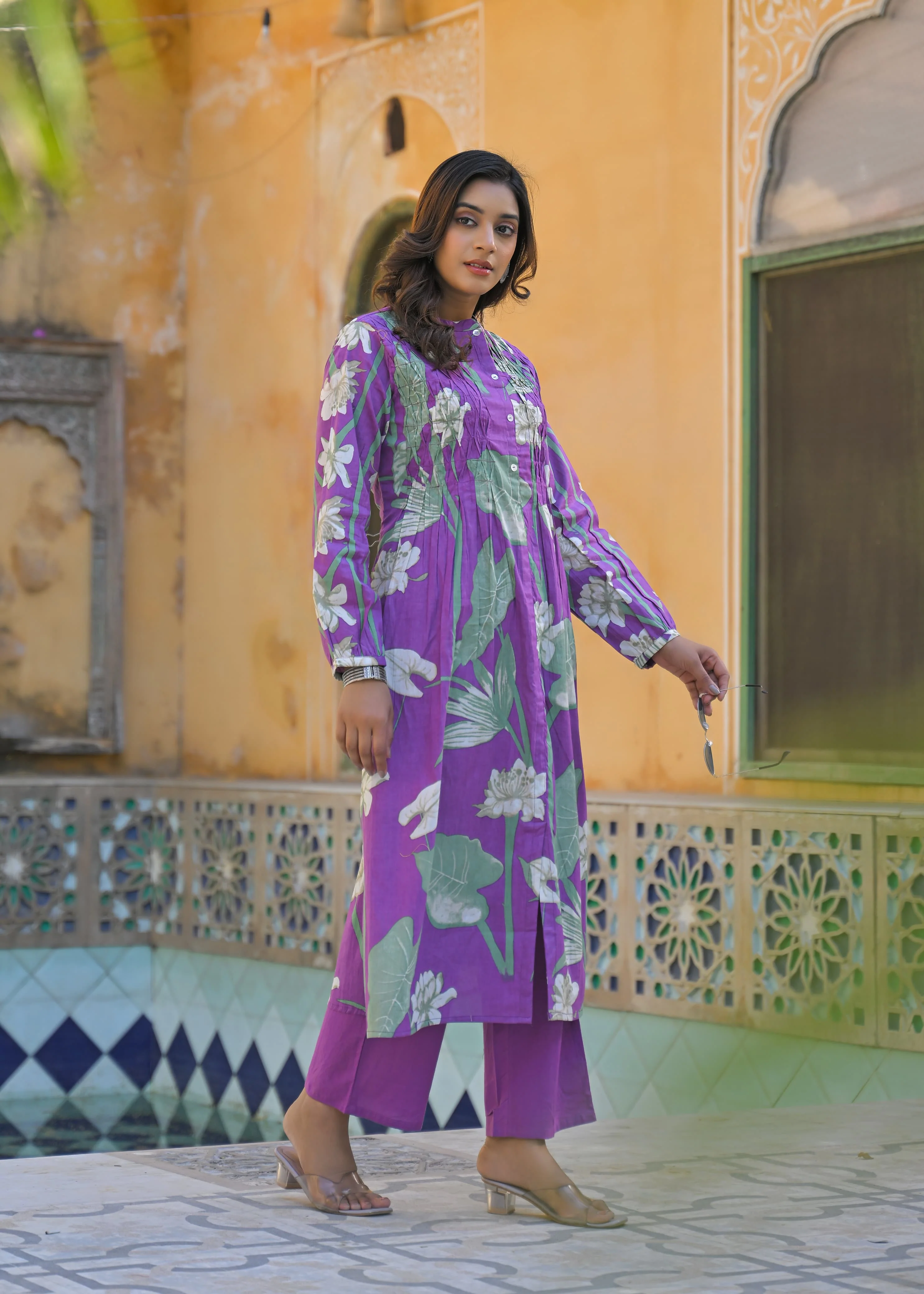 Yutika Orchid Cotton Kurta Pant Set - Image 4