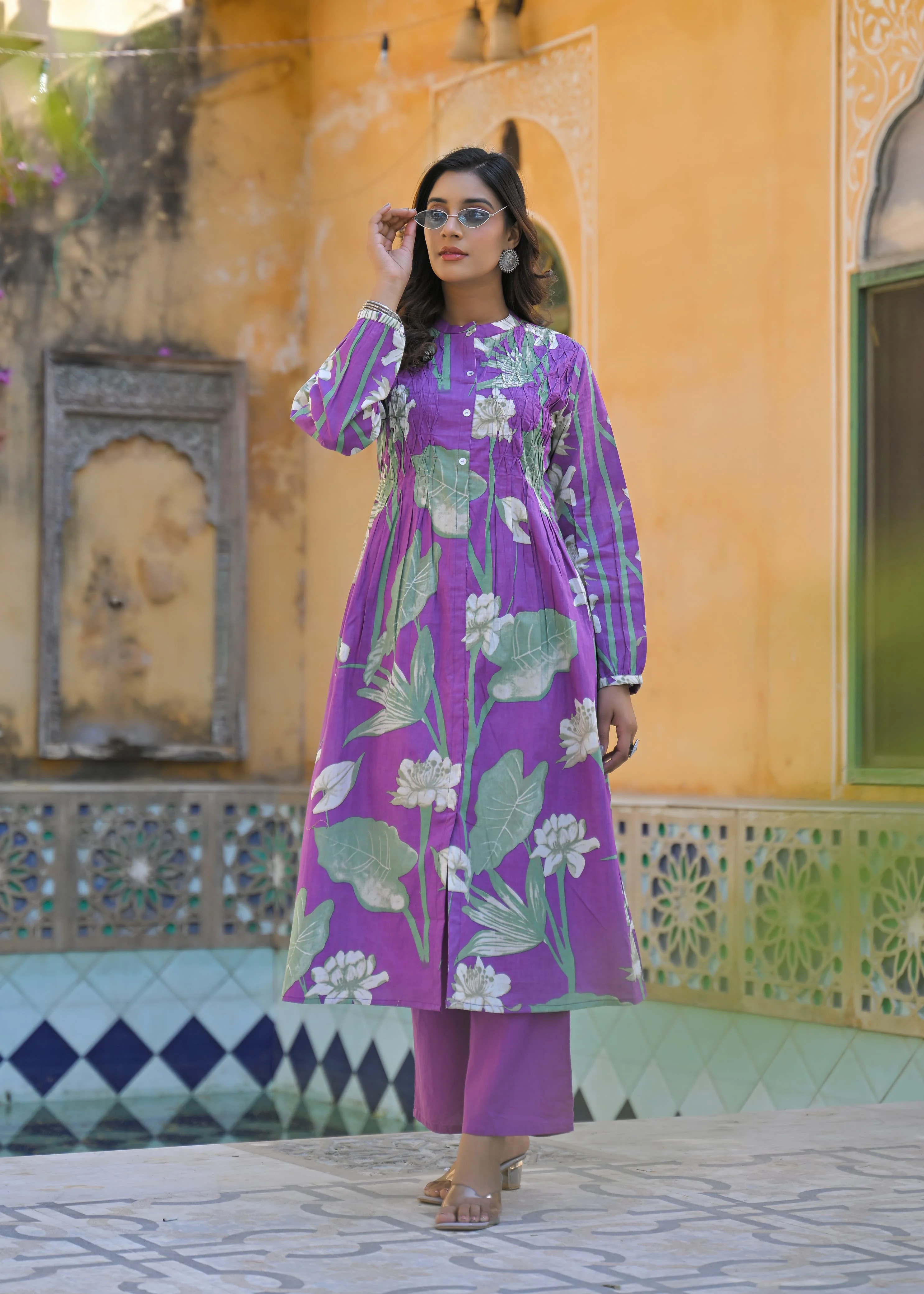 Yutika Orchid Cotton Kurta Pant Set - Image 7