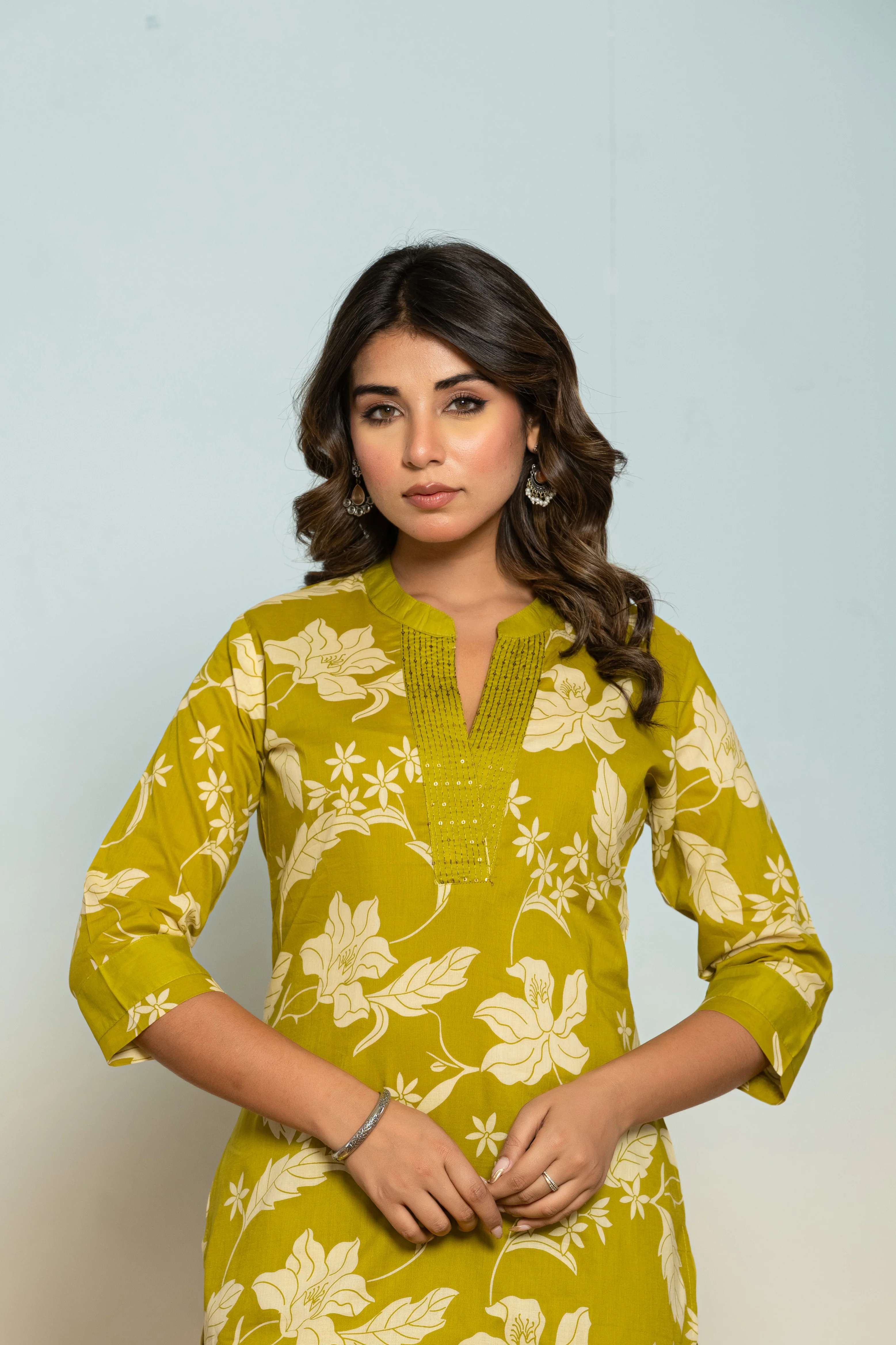 SASHA SLIME PRINTED COTTON KURTA PANT SET - Image 2