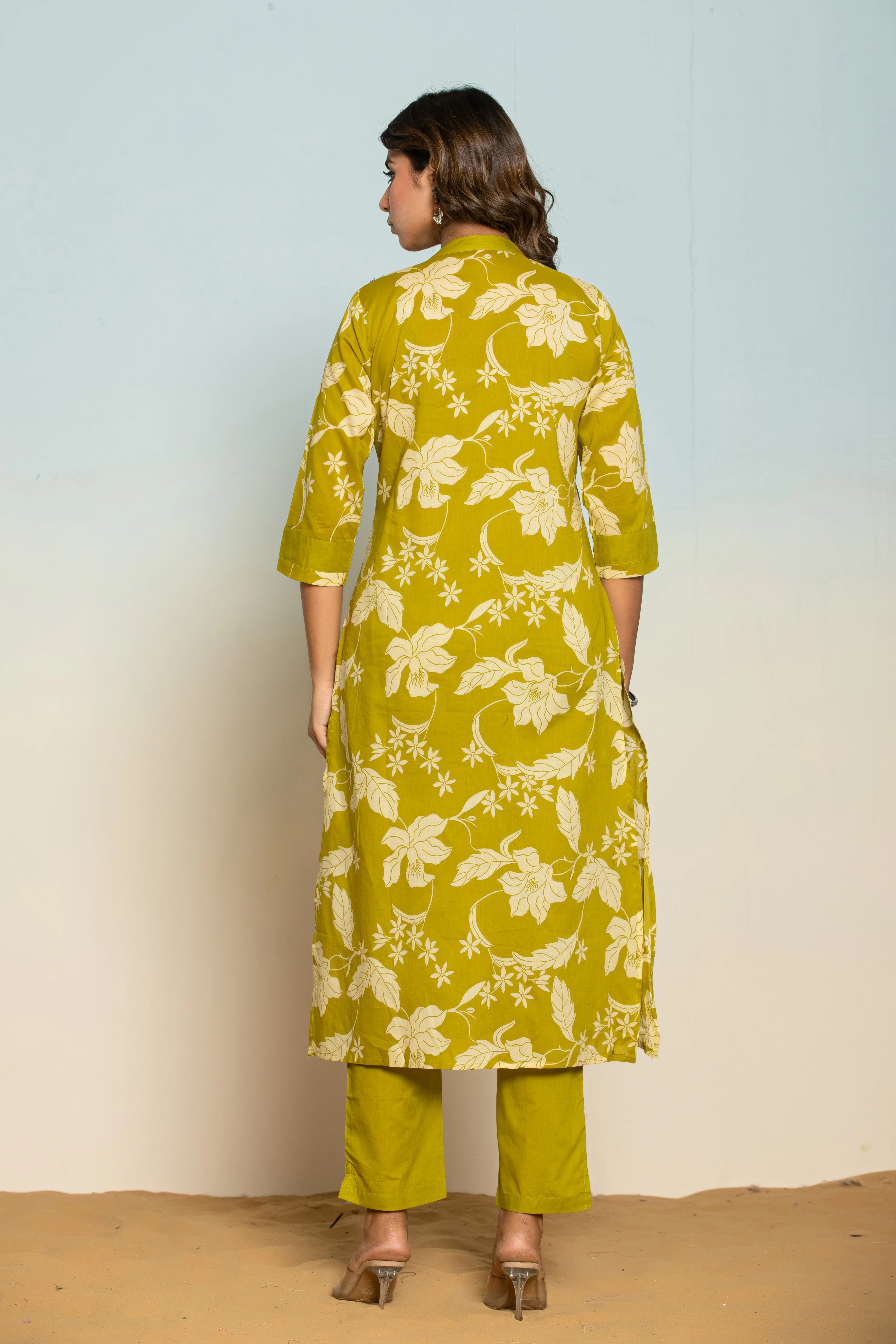 SASHA SLIME PRINTED COTTON KURTA PANT SET - Image 6