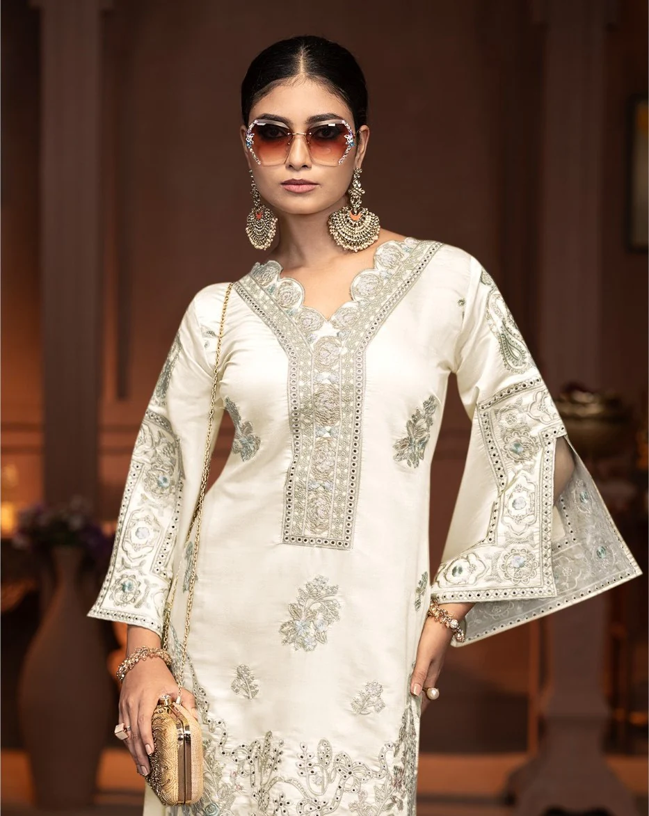 Mayuri dove embroidery co-ord set - Image 2